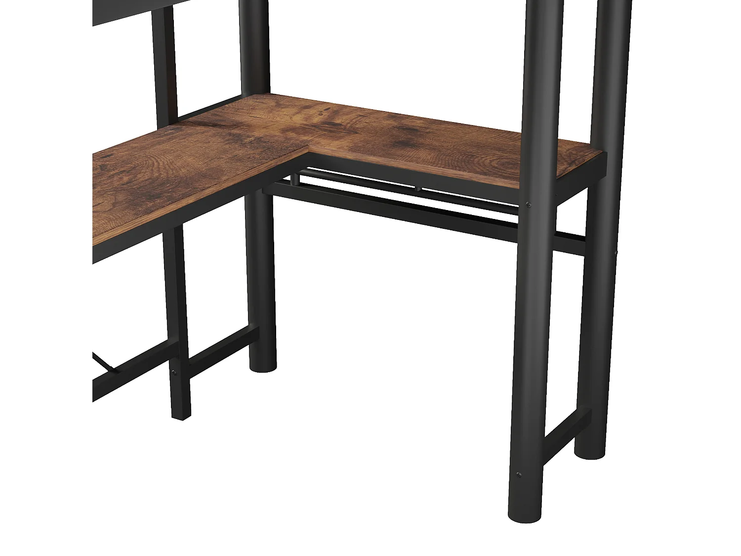 Letto a soppalco 2 x 90 x 200 cm con scrivania, pannello forato, luci a LED e sponde di sicurezza – Metallo e MDF – Nero (Materasso non incluso)
