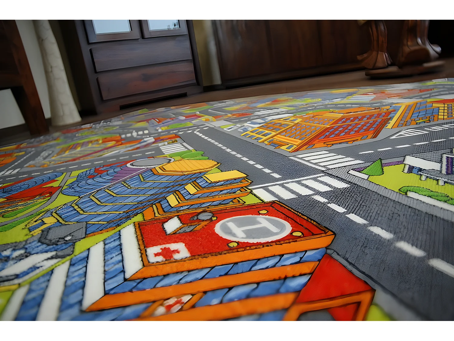 Tapis enfant RUELLES BIG CITY GRANDE VILLE gris 200x250 cm