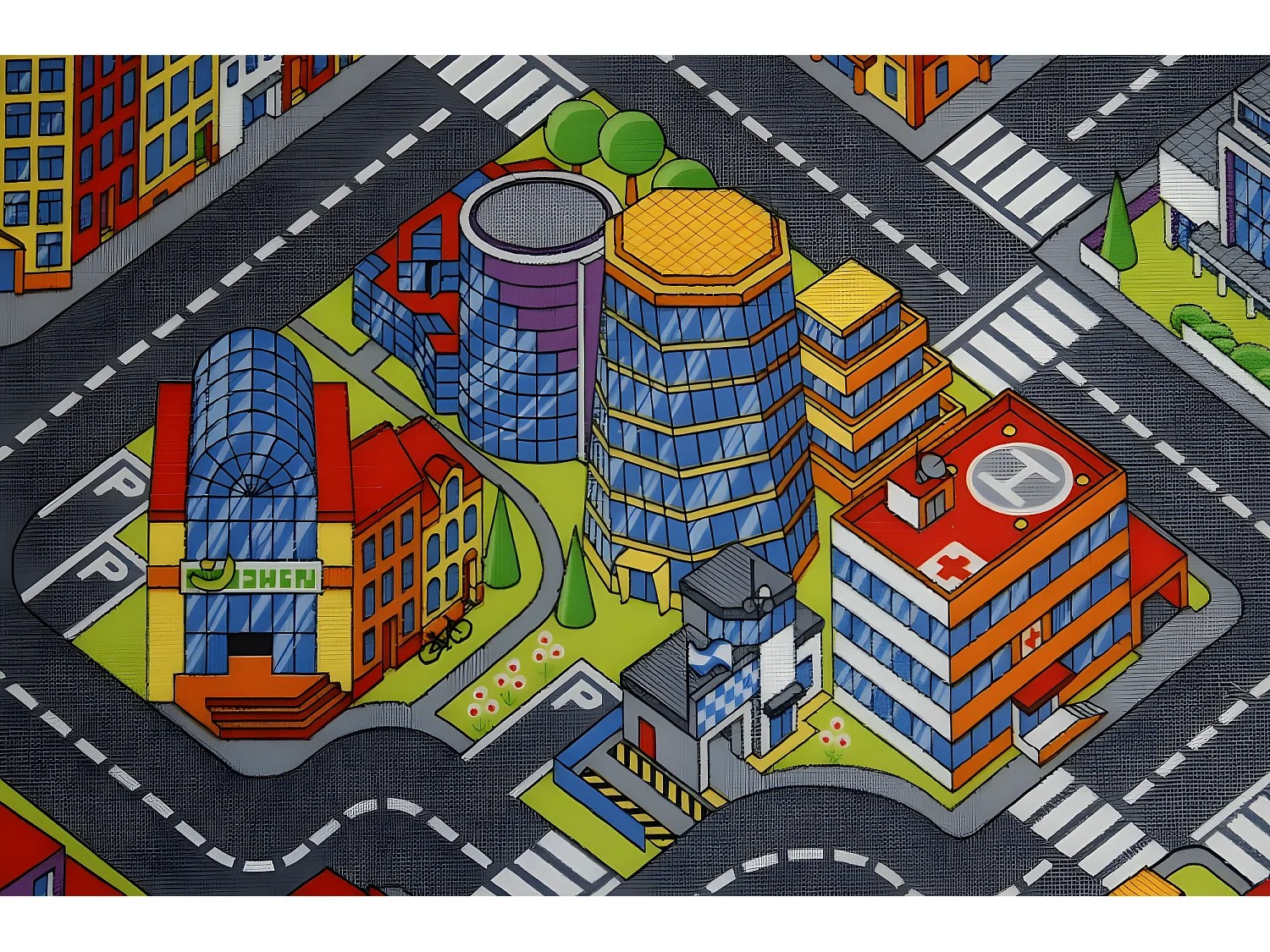 Tapis enfant RUELLES BIG CITY GRANDE VILLE gris 200x250 cm