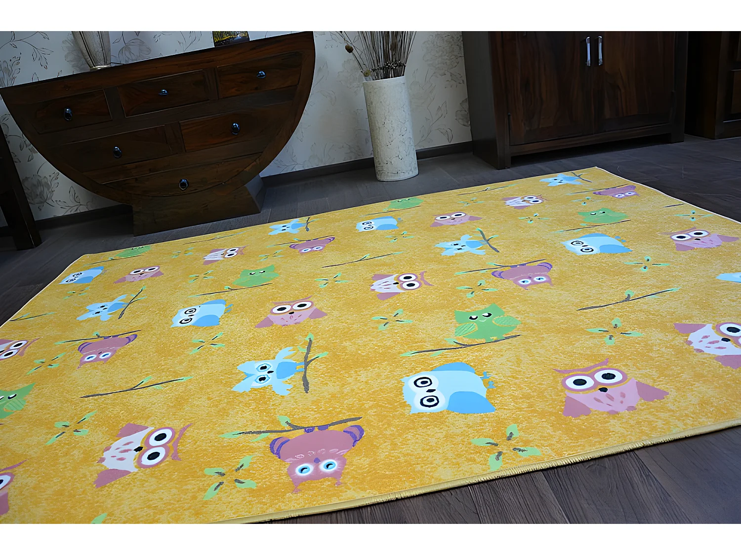 Tapis enfant OWLS jaune HIBOUX PETITS HIBOUX 400x500 cm