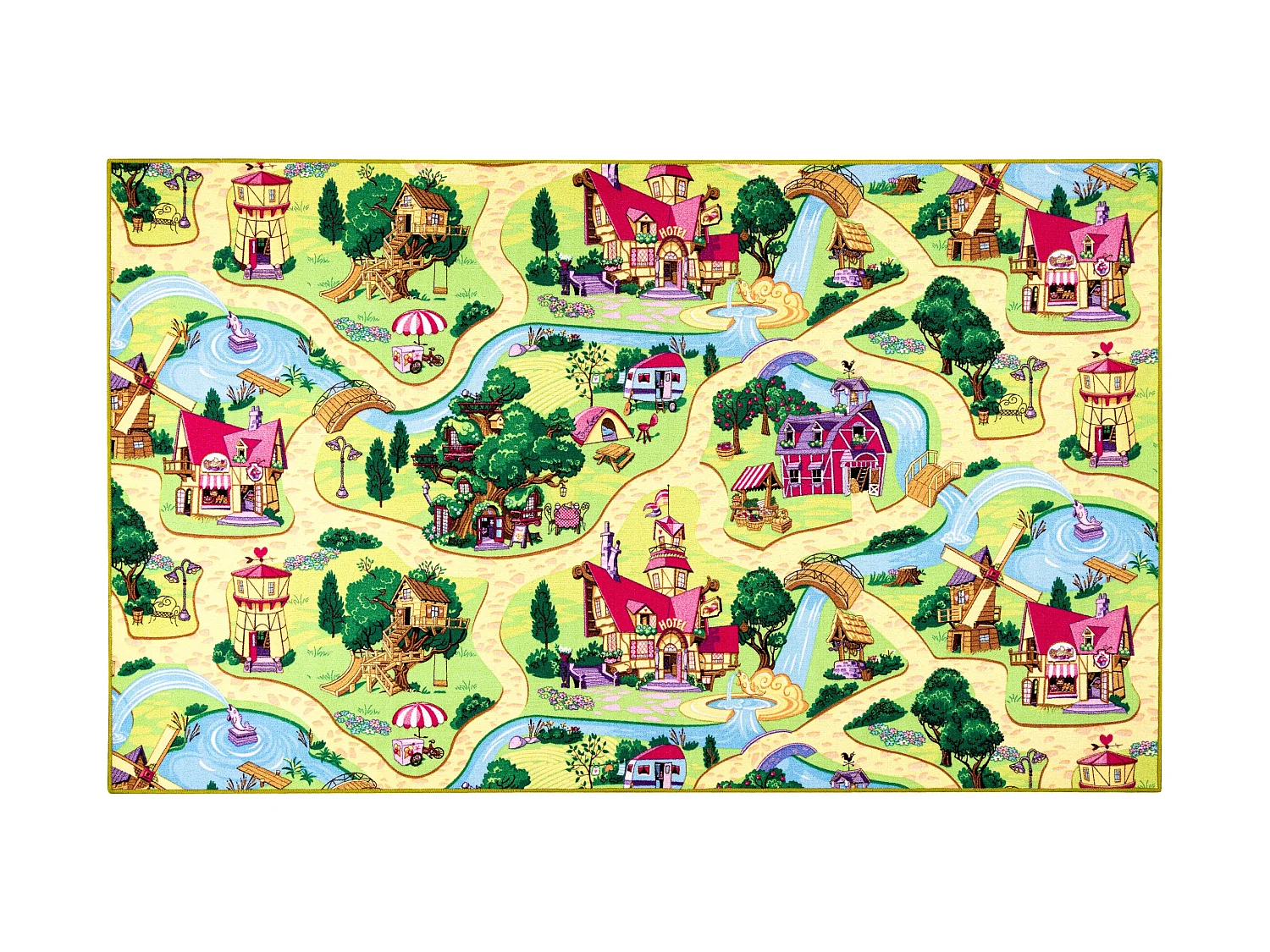 Tapis enfant CANDY TOWN VILLAGE SUCRÉ pour les enfants des rues ville 100x150 cm