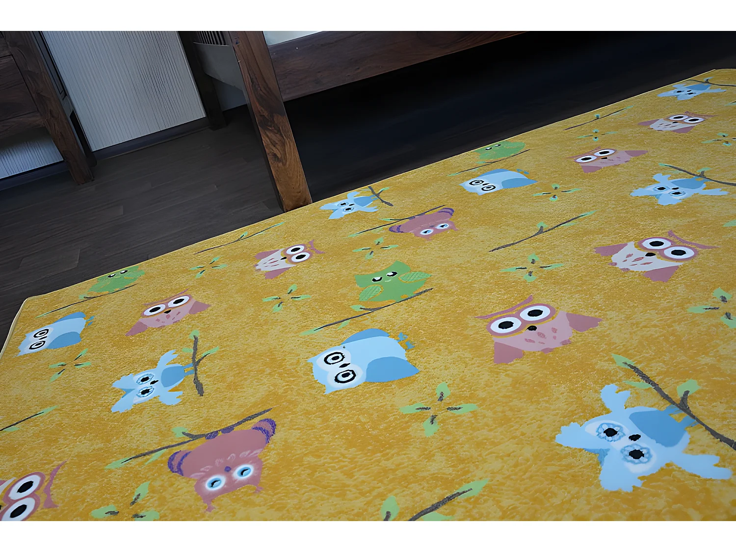 Tapis enfant OWLS jaune HIBOUX PETITS HIBOUX 200x450 cm