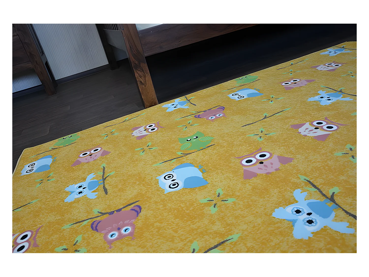 Tapis enfant OWLS jaune HIBOUX PETITS HIBOUX 200x450 cm