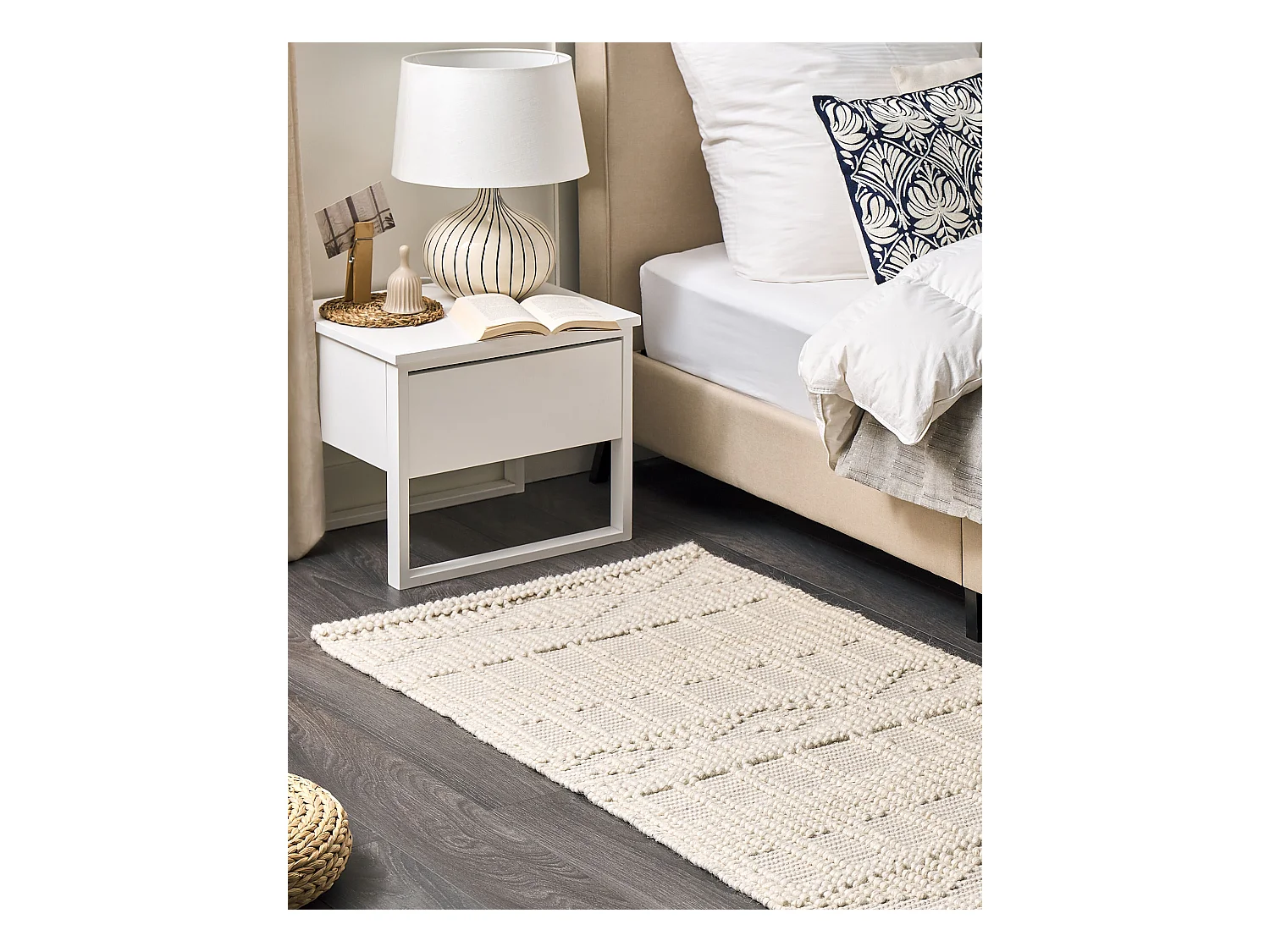 Vloerkleed wol lichtbeige 80 x 150 cm LAPSEKI