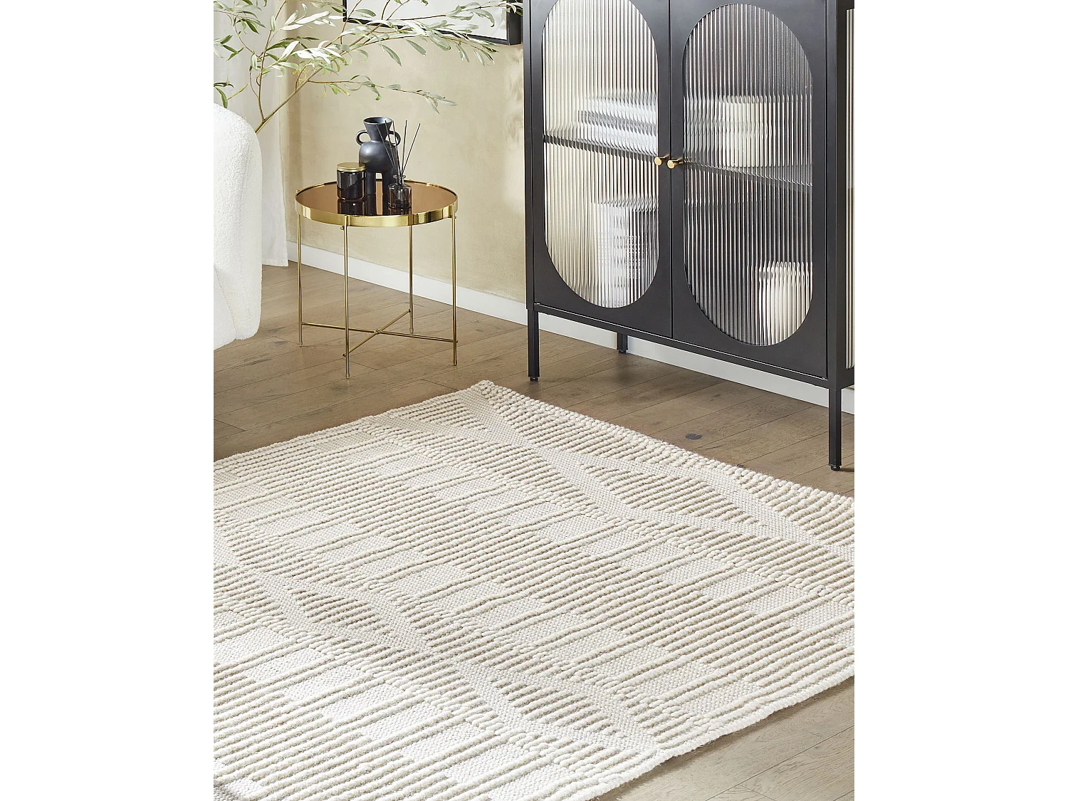 Vloerkleed wol lichtbeige 140 x 200 cm LAPSEKI