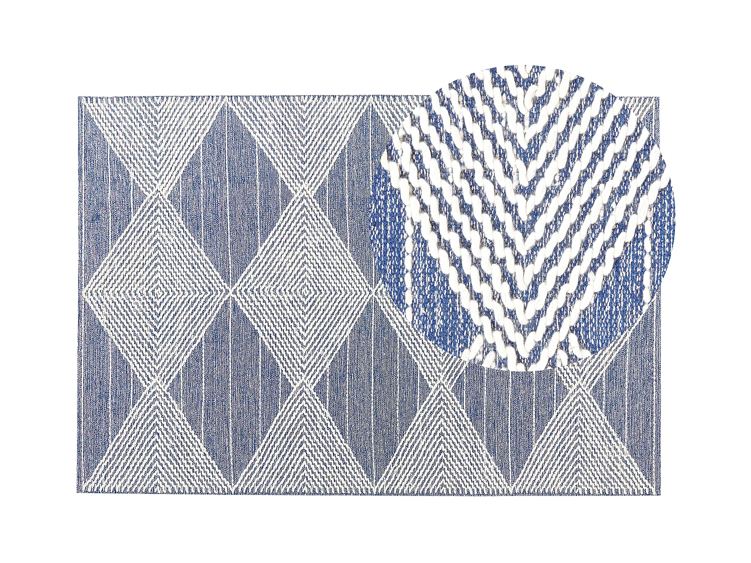 Tapete de lã creme e azul 140 x 200 cm DATCA