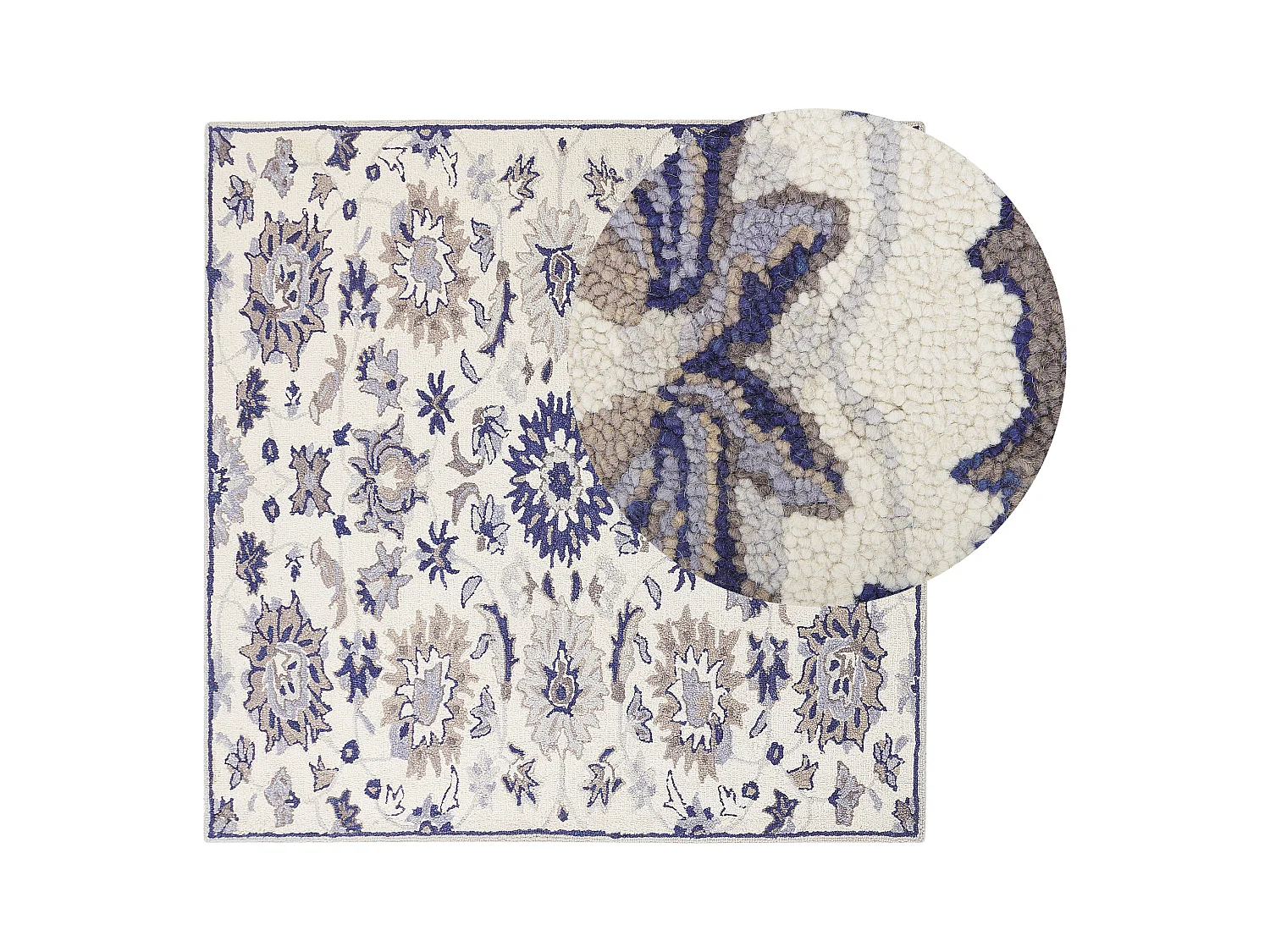 Vloerkleed vintage beige/blauw 200 x 200 cm KUMRU