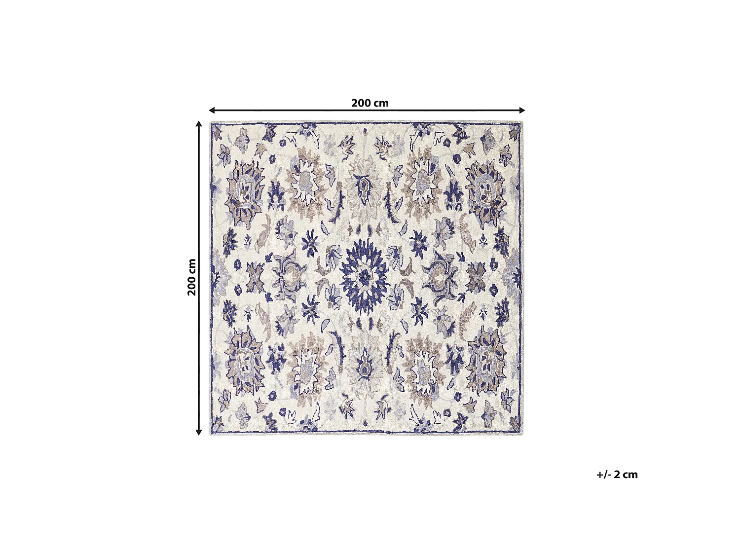 Vloerkleed vintage beige/blauw 200 x 200 cm KUMRU