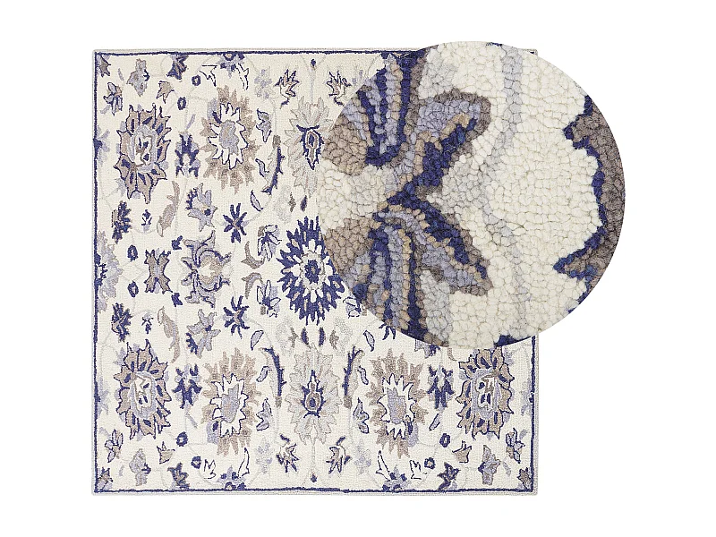Alfombra de lana beige claro/azul 200 x 200 cm KUMRU