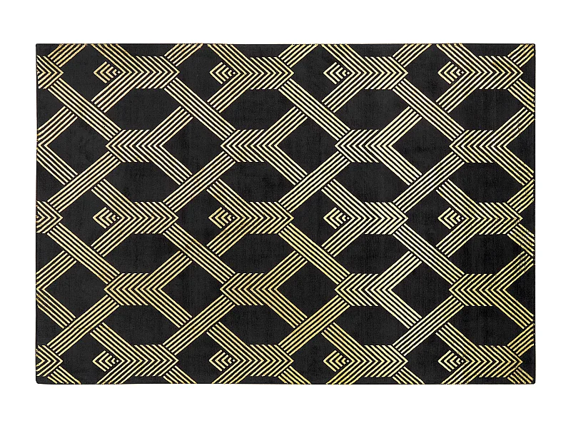 Teppich schwarz / gold 160 x 230 cm geometrisches Muster Kurzflor VEKSE