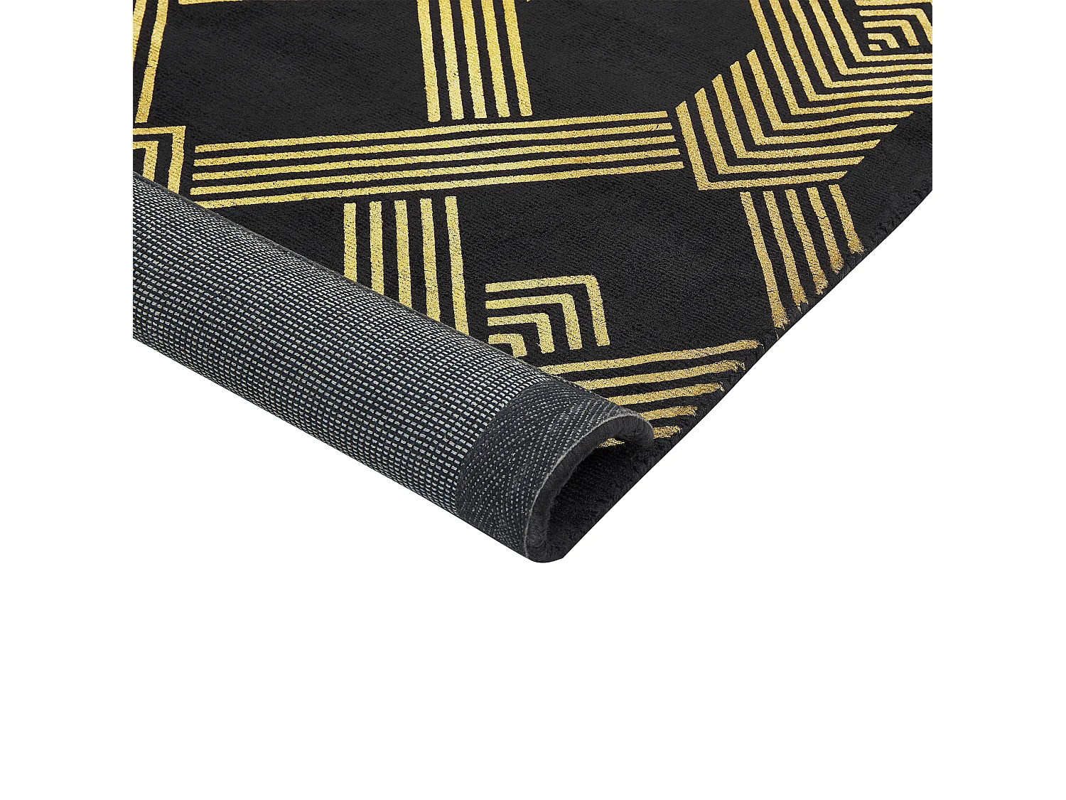 Teppich schwarz / gold 160 x 230 cm geometrisches Muster Kurzflor VEKSE