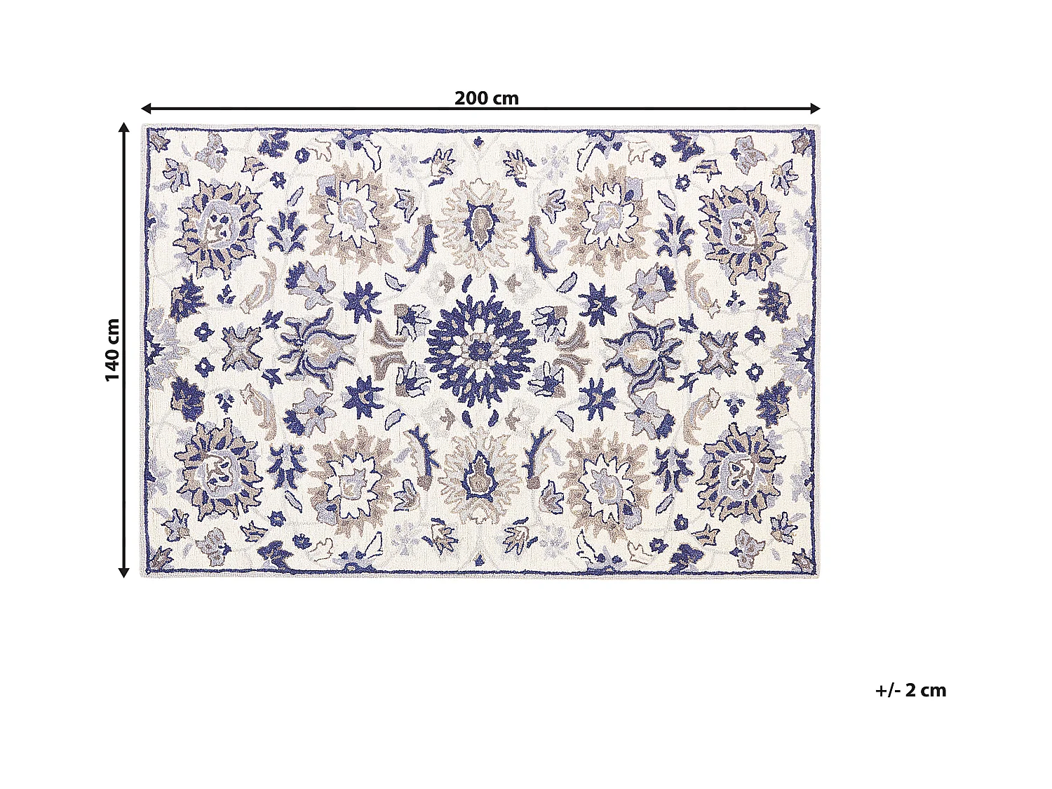 Moderner Wollteppich mit orientalischem Muster 140 x 200 cm beige/blau Kumru