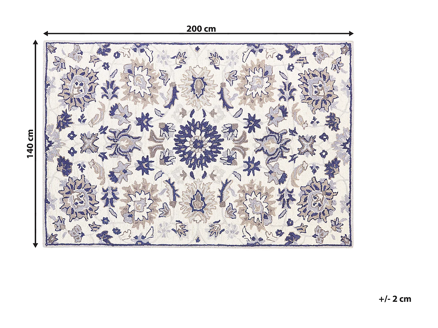 Vloerkleed vintage beige/blauw 140 x 200 cm KUMRU