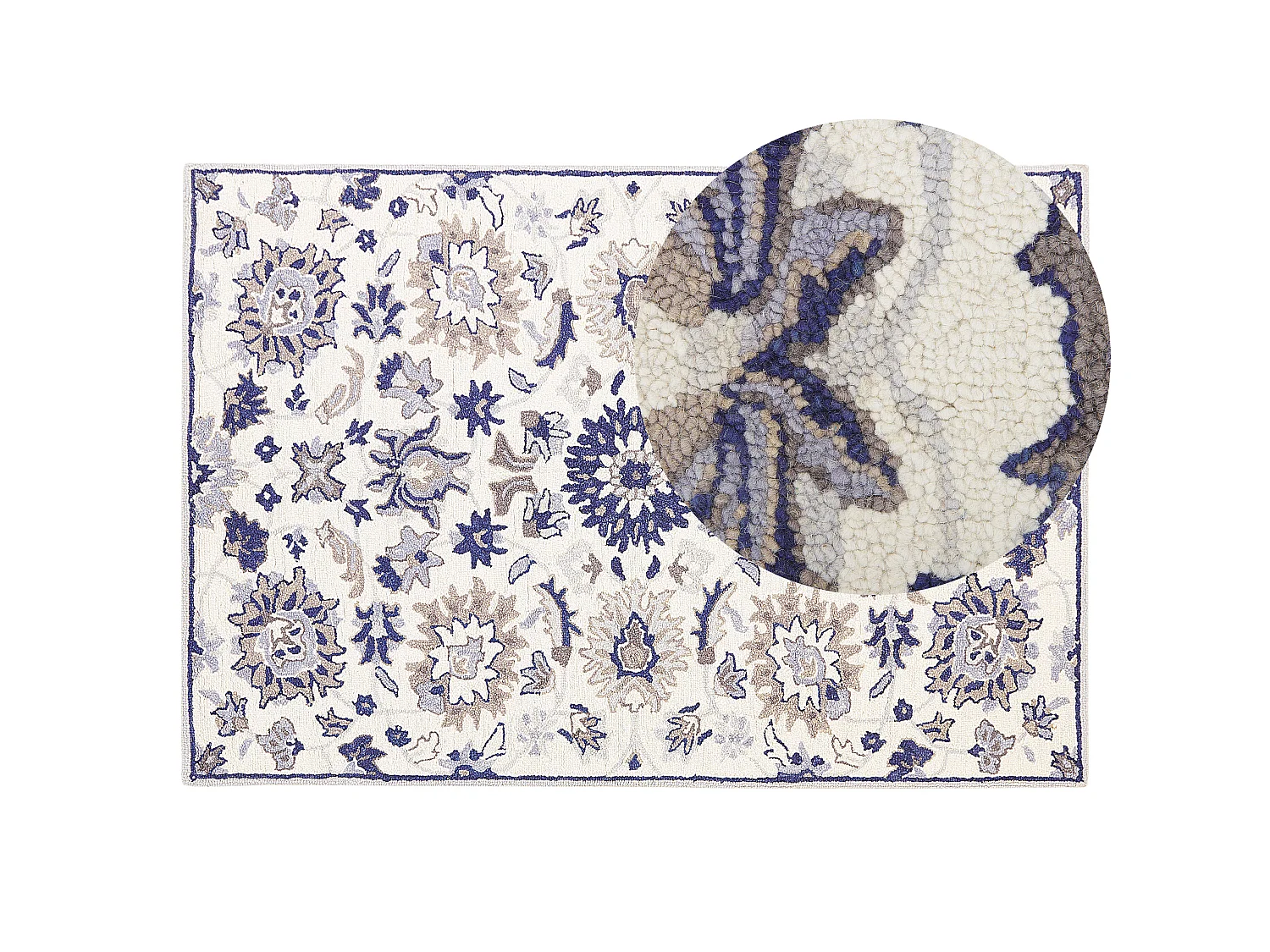Vloerkleed vintage beige/blauw 140 x 200 cm KUMRU