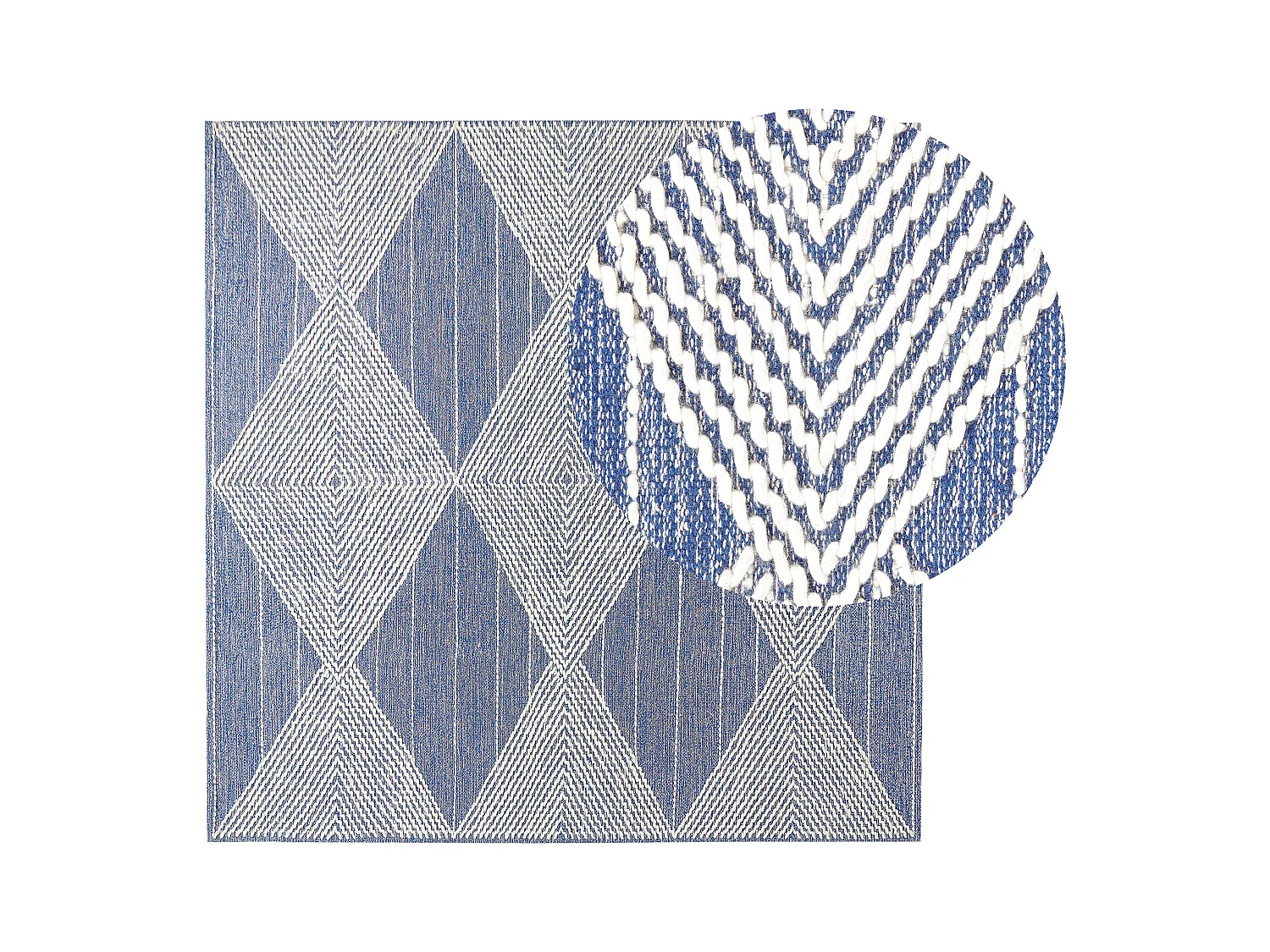 Tappeto lana beige chiaro e blu 200 x 200 cm DATCA