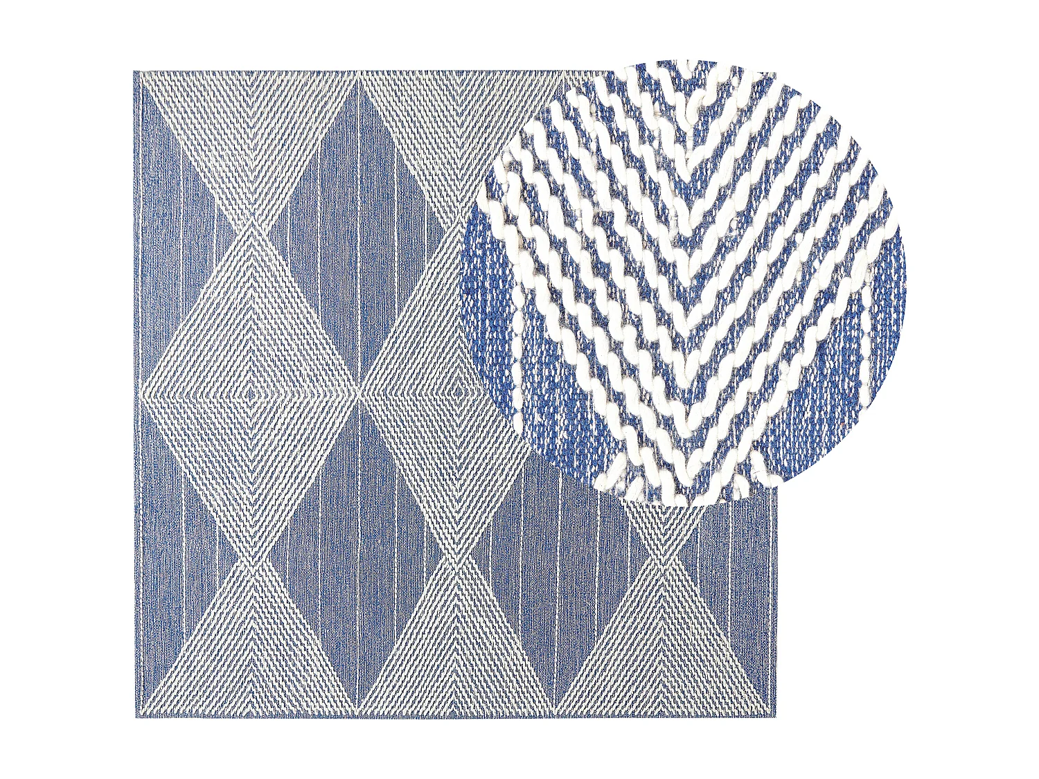 Tapete de lã creme e azul 200 x 200 cm DATCA