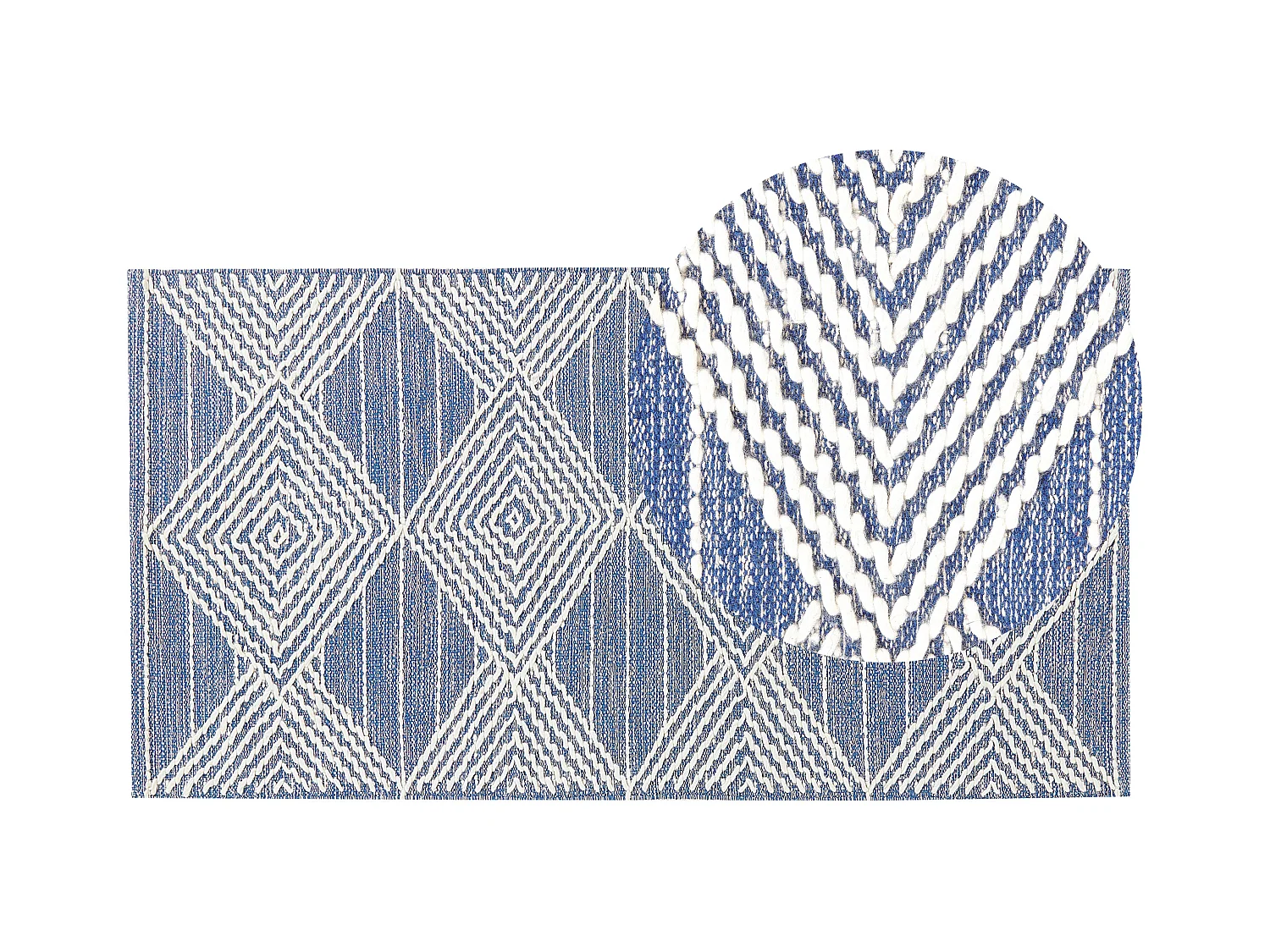 Tappeto lana beige chiaro e blu 80 x 150 cm DATCA