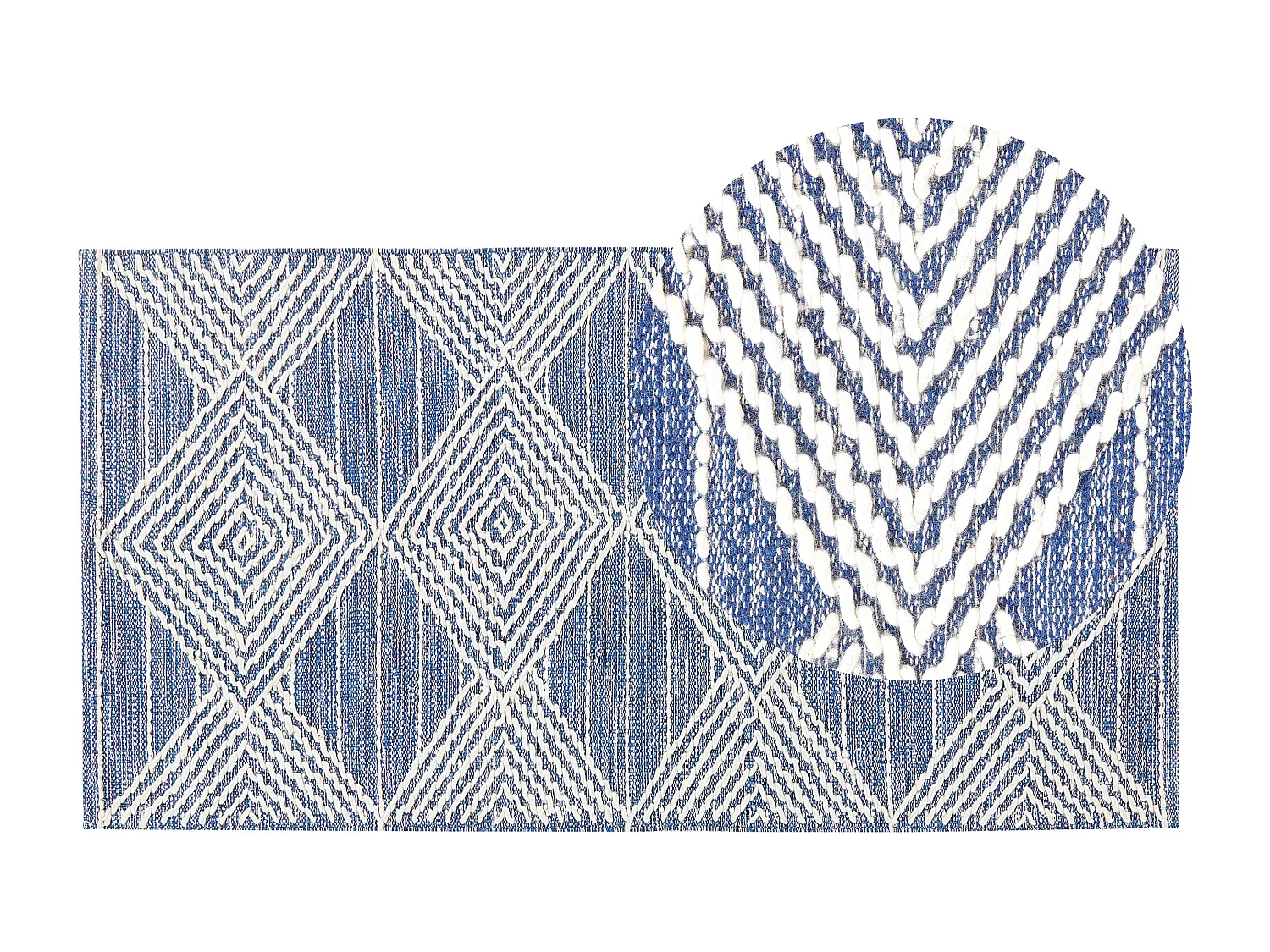 Vloerkleed wol lichtbeige/blauw 80 x 150 cm DATCA