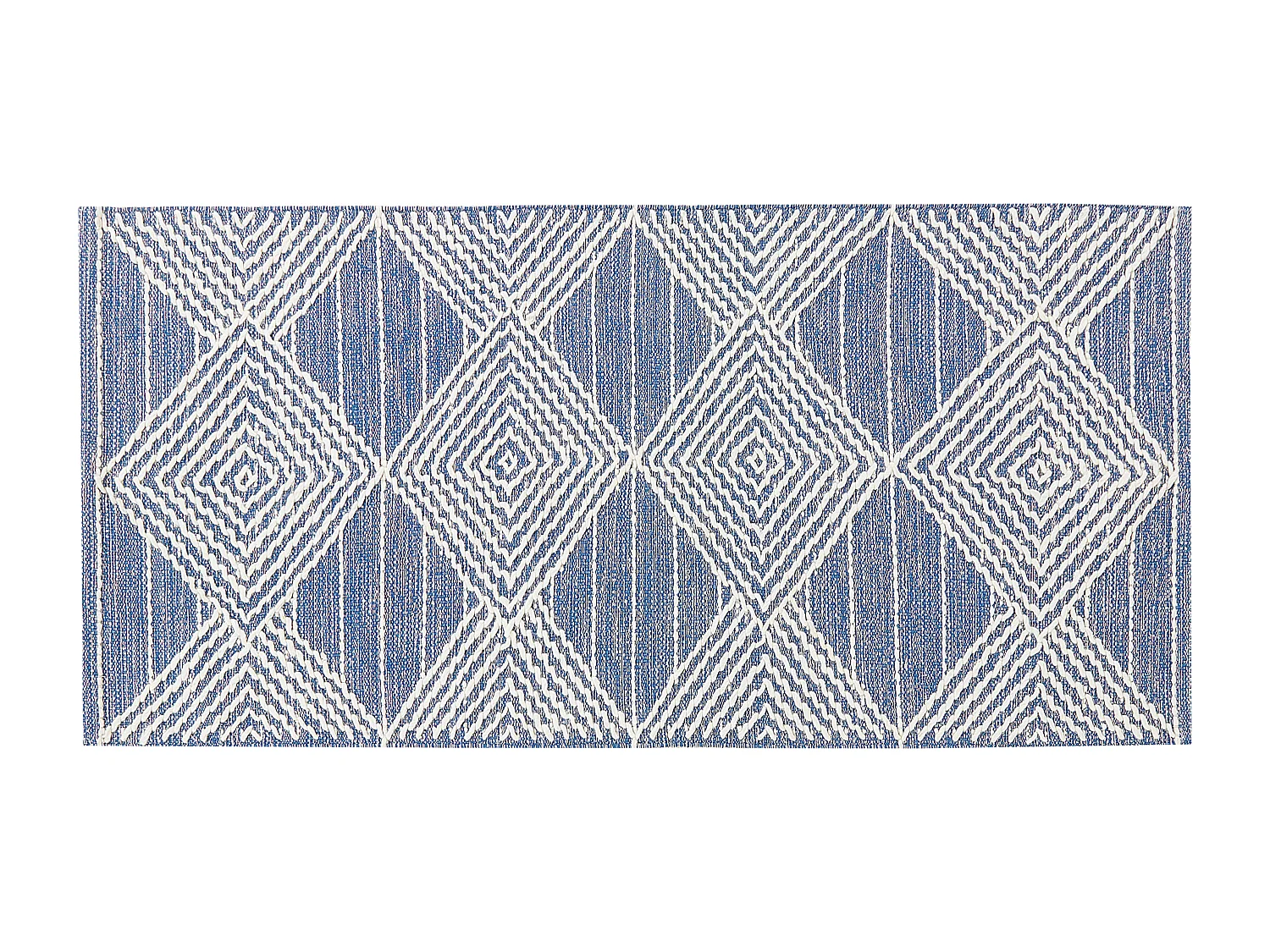 Vloerkleed wol lichtbeige/blauw 80 x 150 cm DATCA
