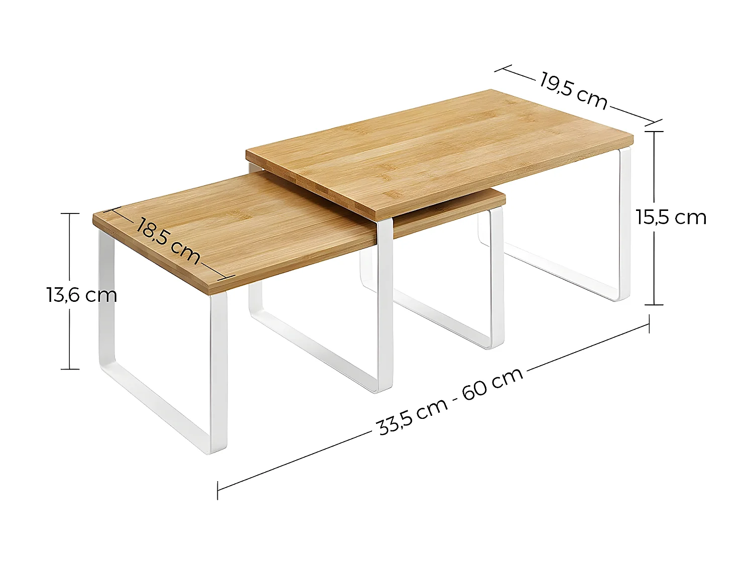 Lot de 2 Étagères Empilables en Bambou et Métal