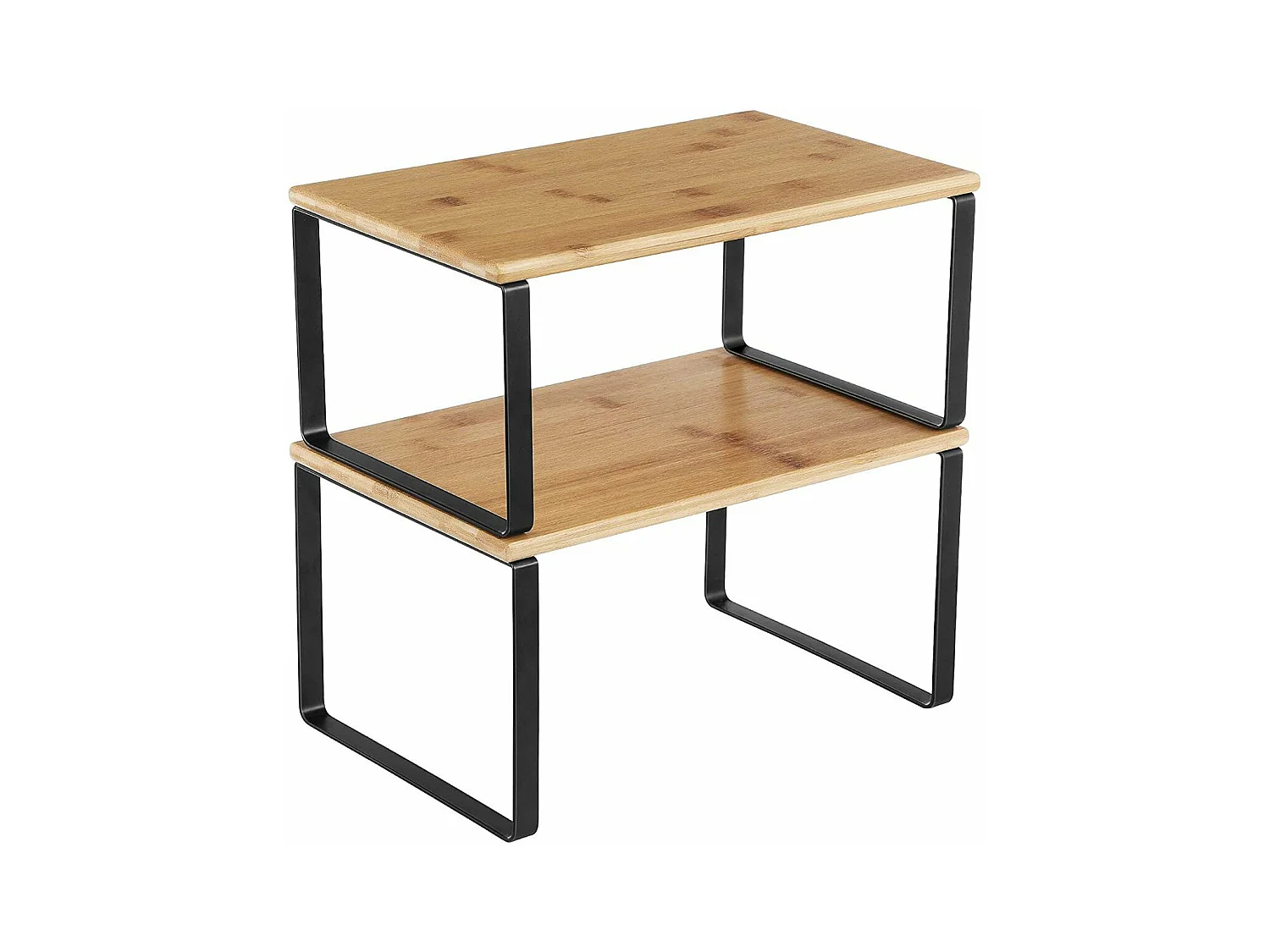 Lot de 2 Étagères Empilables en Bambou et Métal