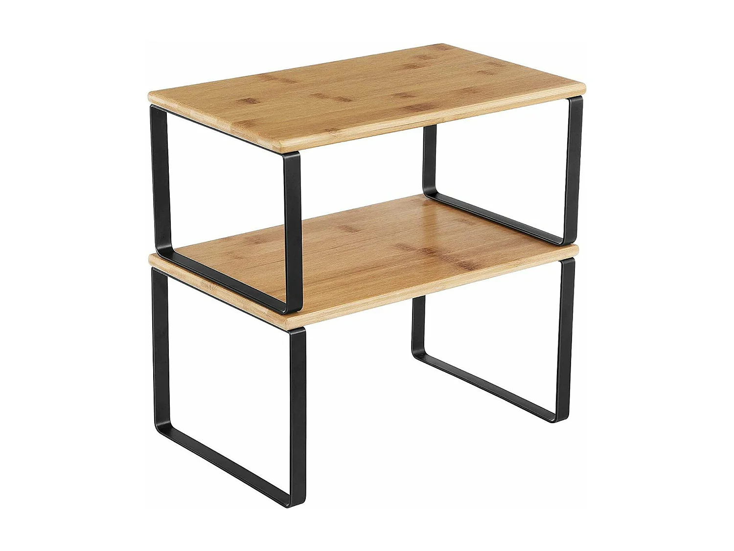 Set di 2 ripiani impilabili in bambù e metallo