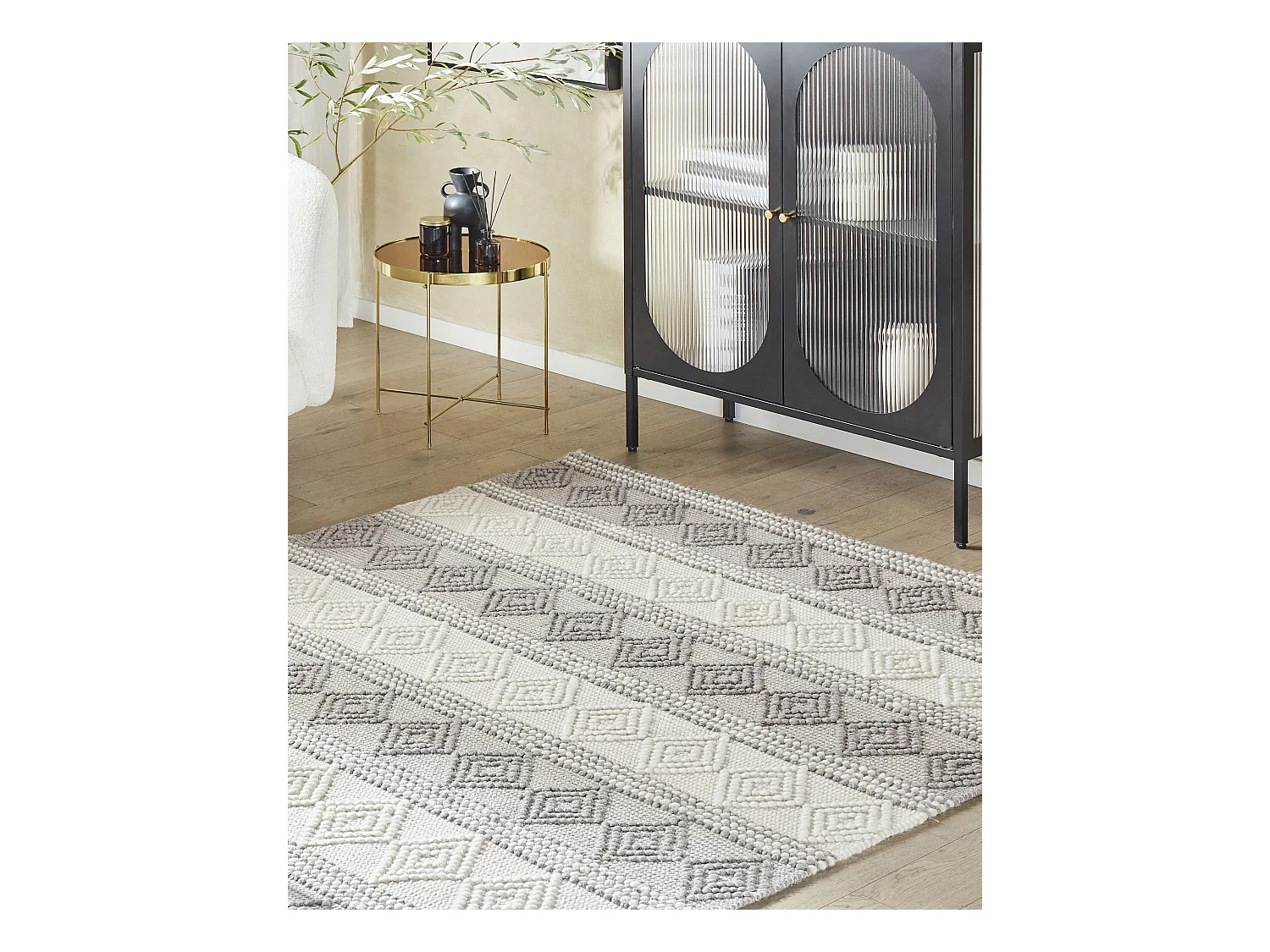Alfombra de lana beige claro/gris 200 x 200 cm BOZOVA