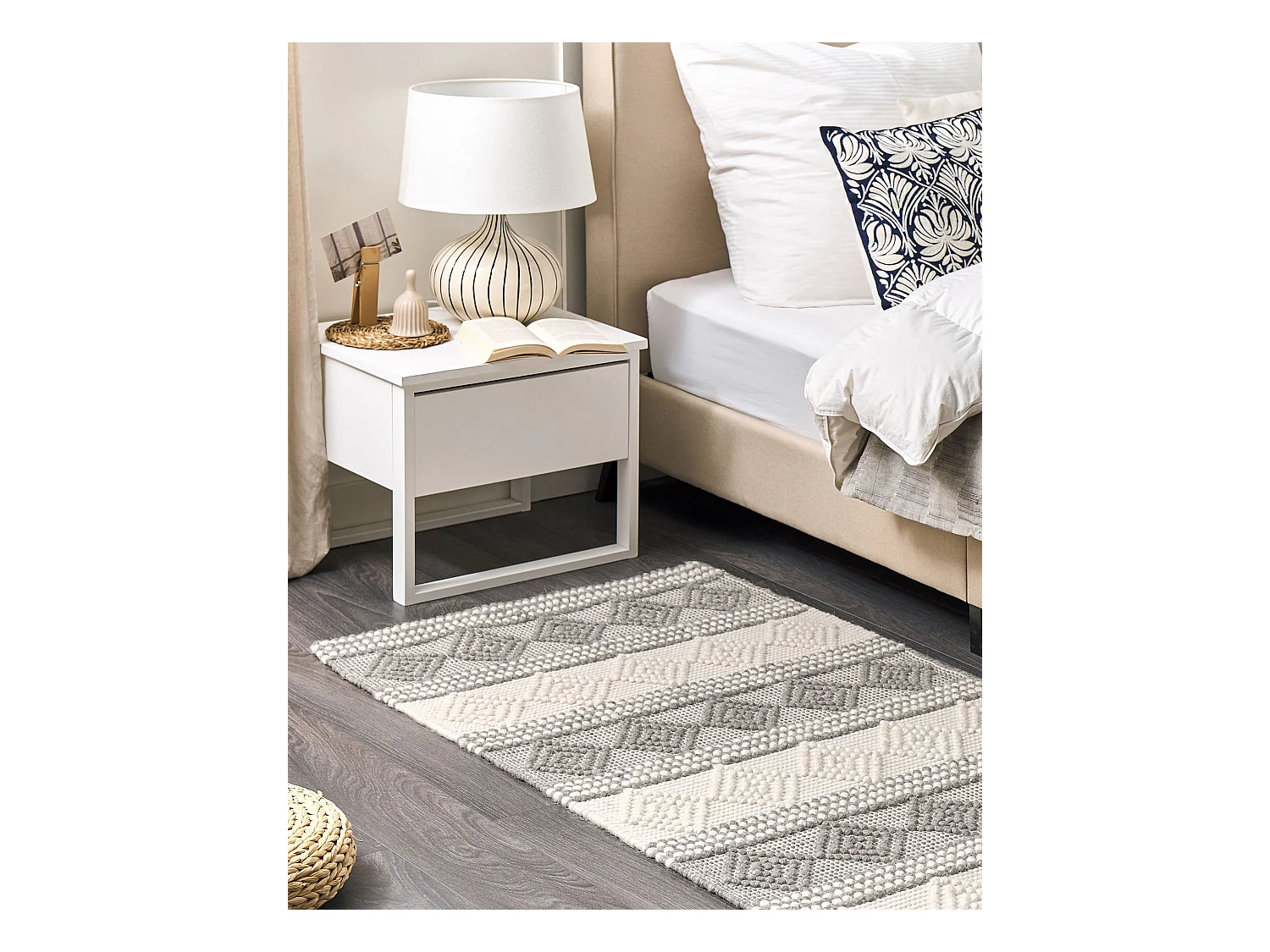 Dywan wełniany 80 x 150 cm beżowo-szary BOZOVA