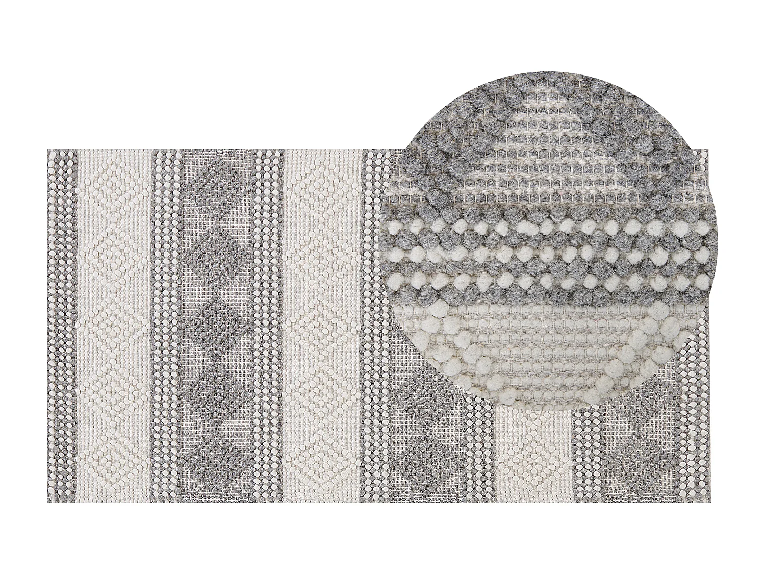 Teppich Wolle beige / grau mit geometrischem Muster rechteckig 80x150 cm Bozova