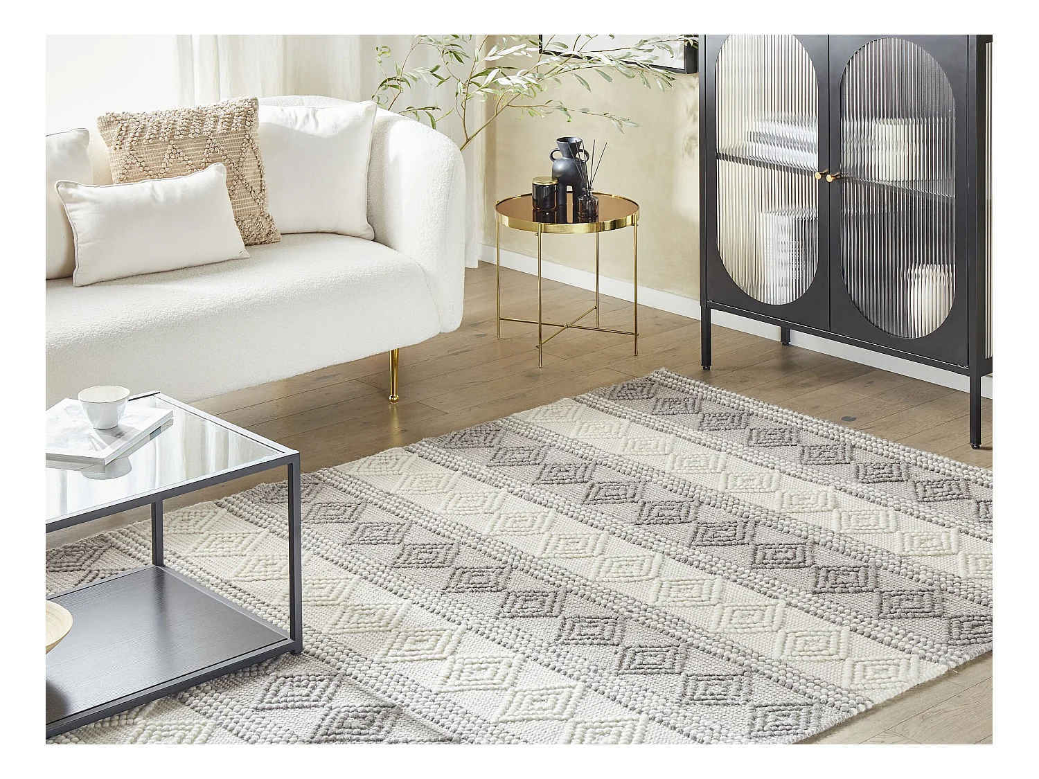 Vloerkleed wol beige/grijs 140 x 200 cm BOZOVA