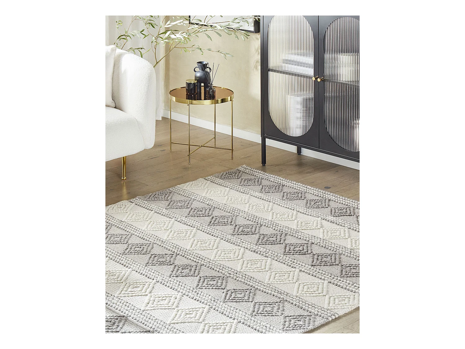 Vloerkleed wol beige/grijs 140 x 200 cm BOZOVA