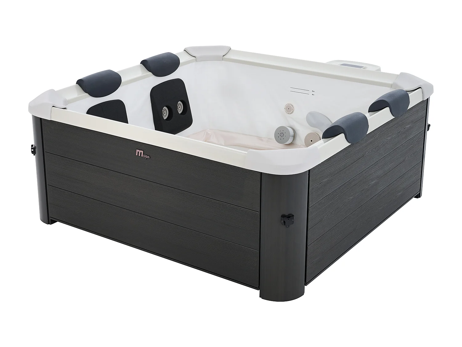 Spa semi-rigide MSpa 6 places gris anthracite avec LED et accessoires -128 jets - L160 x l160 x H65 cm - NAPUKA