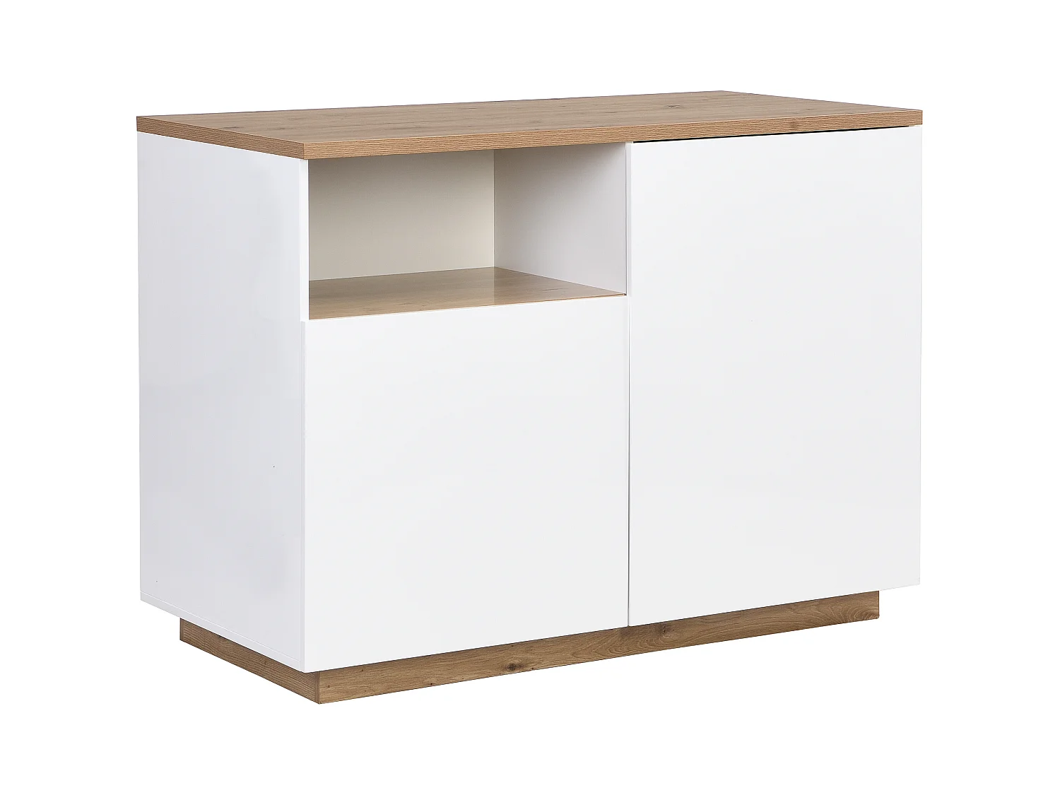 Isola centrale da cucina con 2 ante e 1 nicchia in MDF Naturale e Bianco - CORELINA