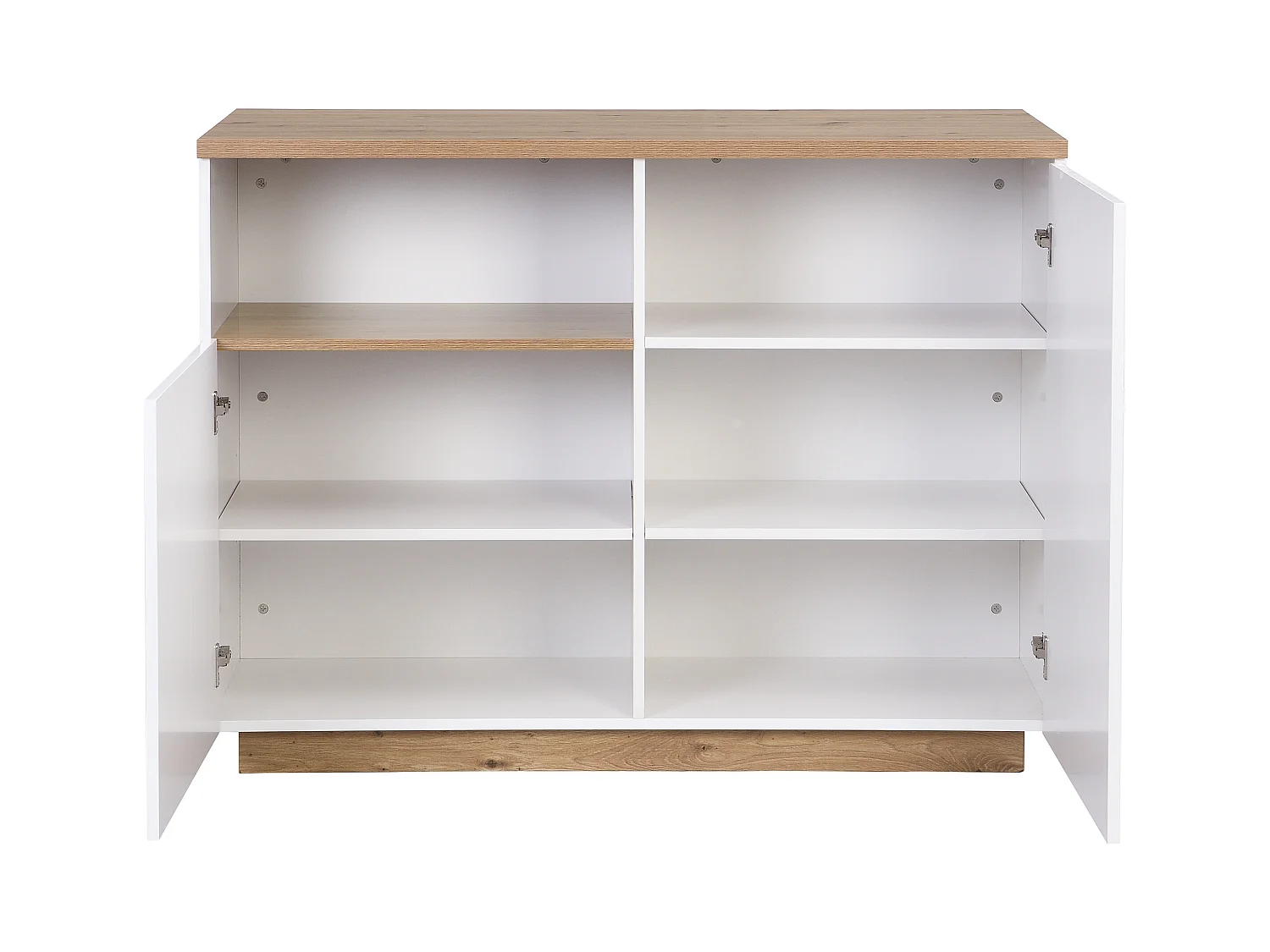 Isola centrale da cucina con 2 ante e 1 nicchia in MDF Naturale e Bianco - CORELINA