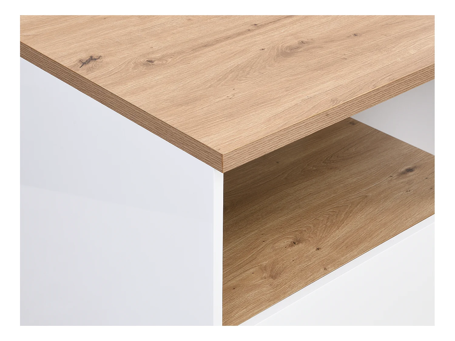 Isola centrale da cucina con 2 ante e 1 nicchia in MDF Naturale e Bianco - CORELINA