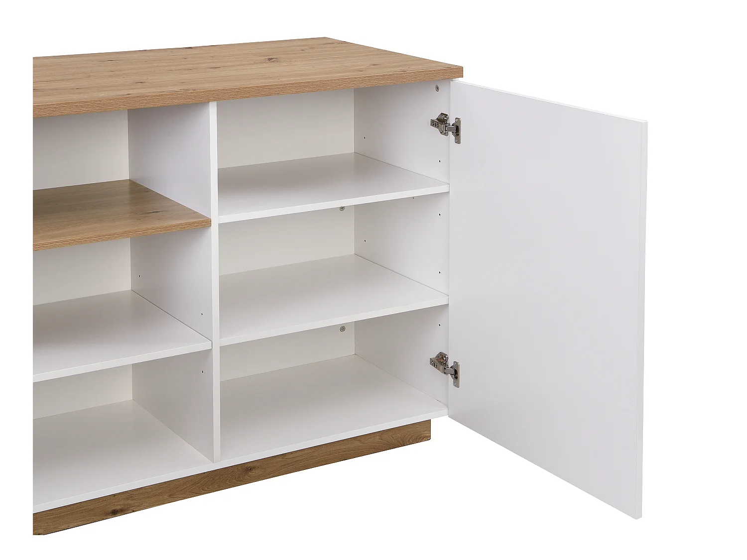 Isola centrale da cucina con 2 ante e 1 nicchia in MDF Naturale e Bianco - CORELINA