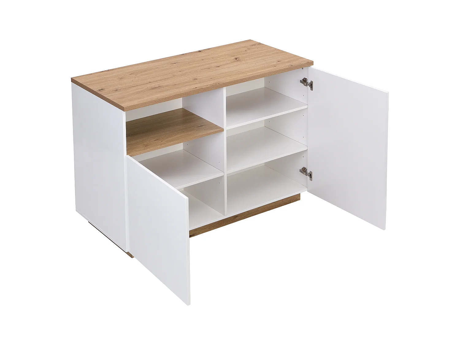 Isola centrale da cucina con 2 ante e 1 nicchia in MDF Naturale e Bianco - CORELINA