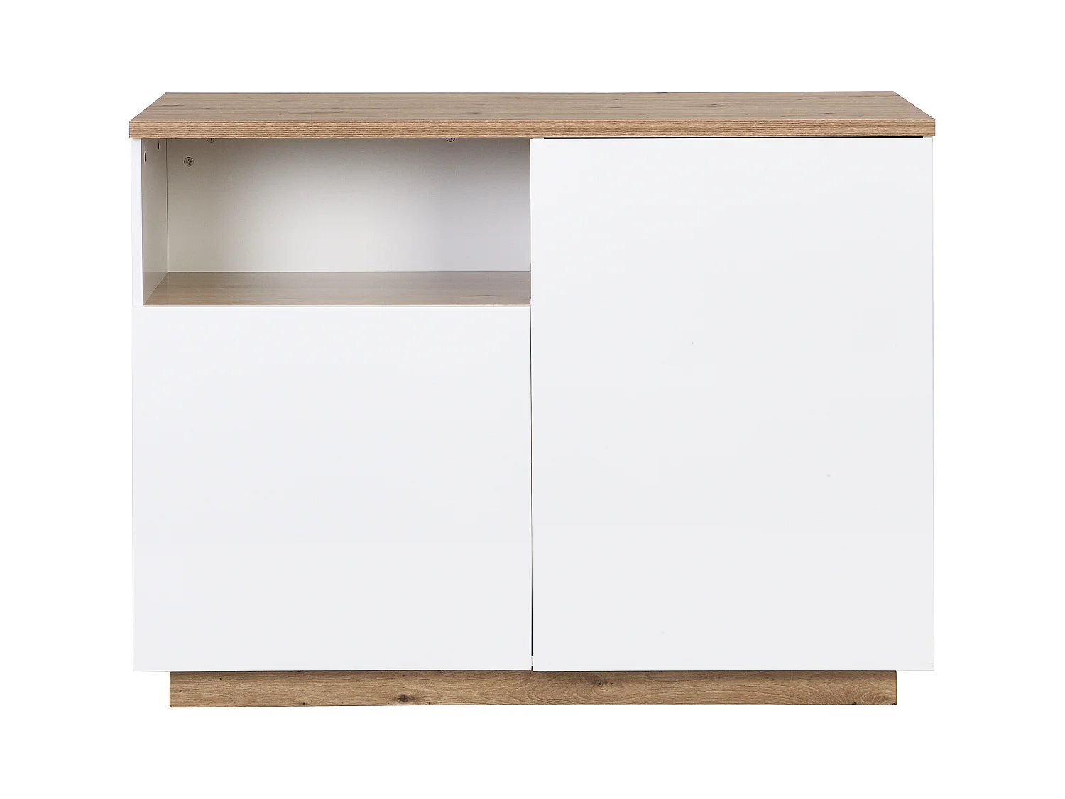 Isla de cocina con 2 puertas y 1 estante de MDF - Natural y blanco CORELINA