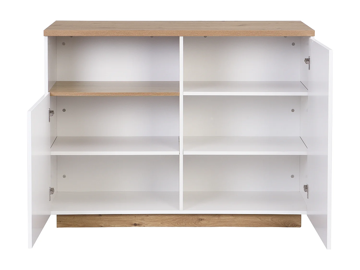 Isola centrale da cucina con 2 ante e 1 nicchia in MDF Naturale e Bianco - CORELINA