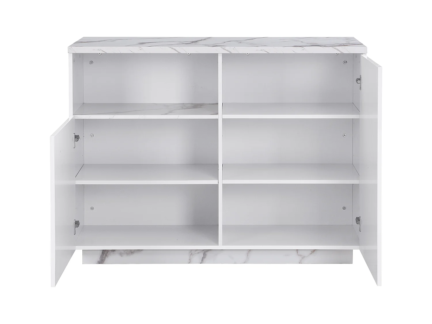 Isla de cocina con 2 puertas y 1 estante de MDF - Efecto mármol blanco - CORELINA