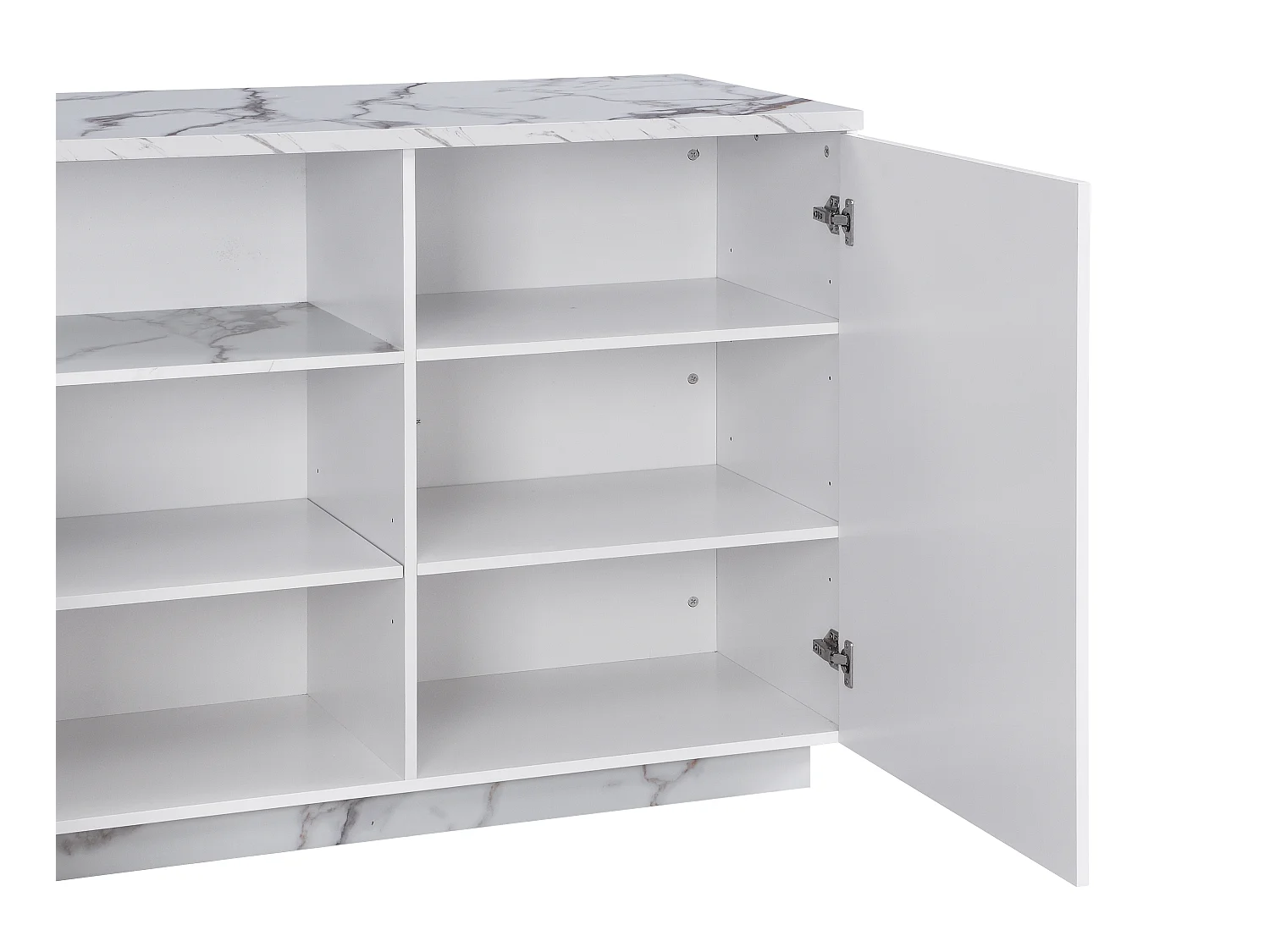 Isla de cocina con 2 puertas y 1 estante de MDF - Efecto mármol blanco - CORELINA