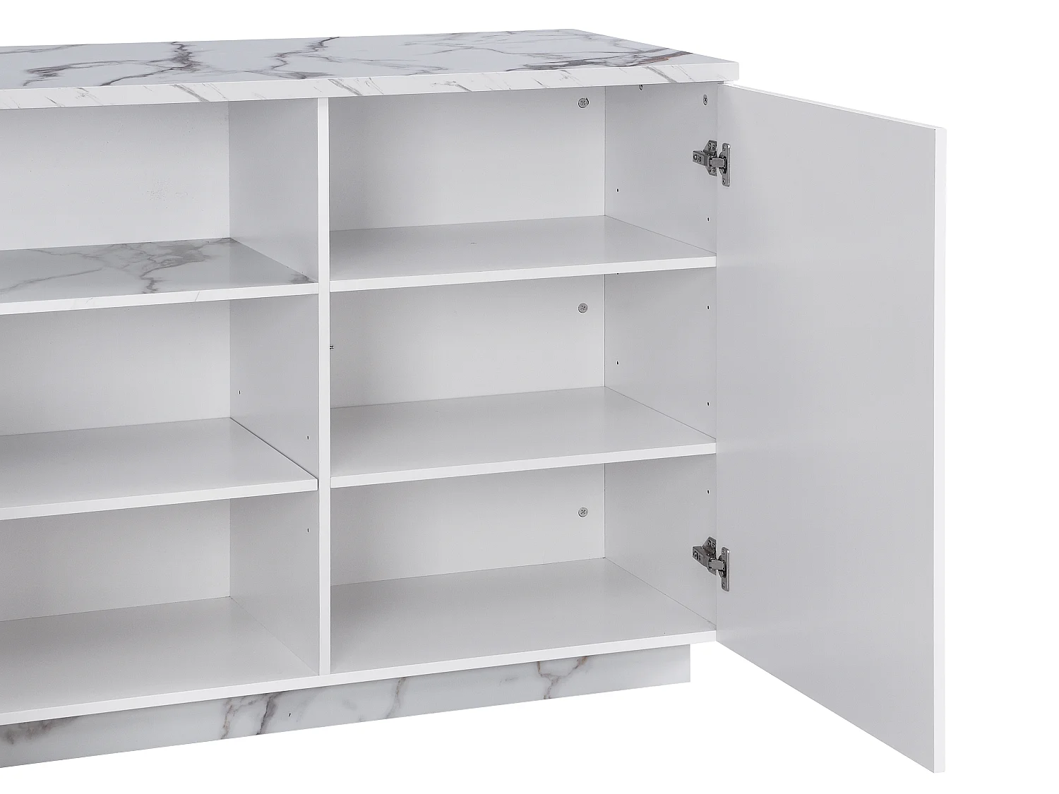 Centraal keukeneiland met 2 deuren en 1 nis van mdf - Marmereffect - CORELINA