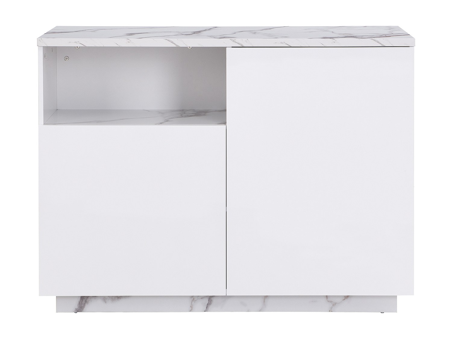 Vente-unique Kücheninsel Mit 2 Türen & 1 Ablagefach Aus Mdf - Marmor-Optik Weiß - Corelina
