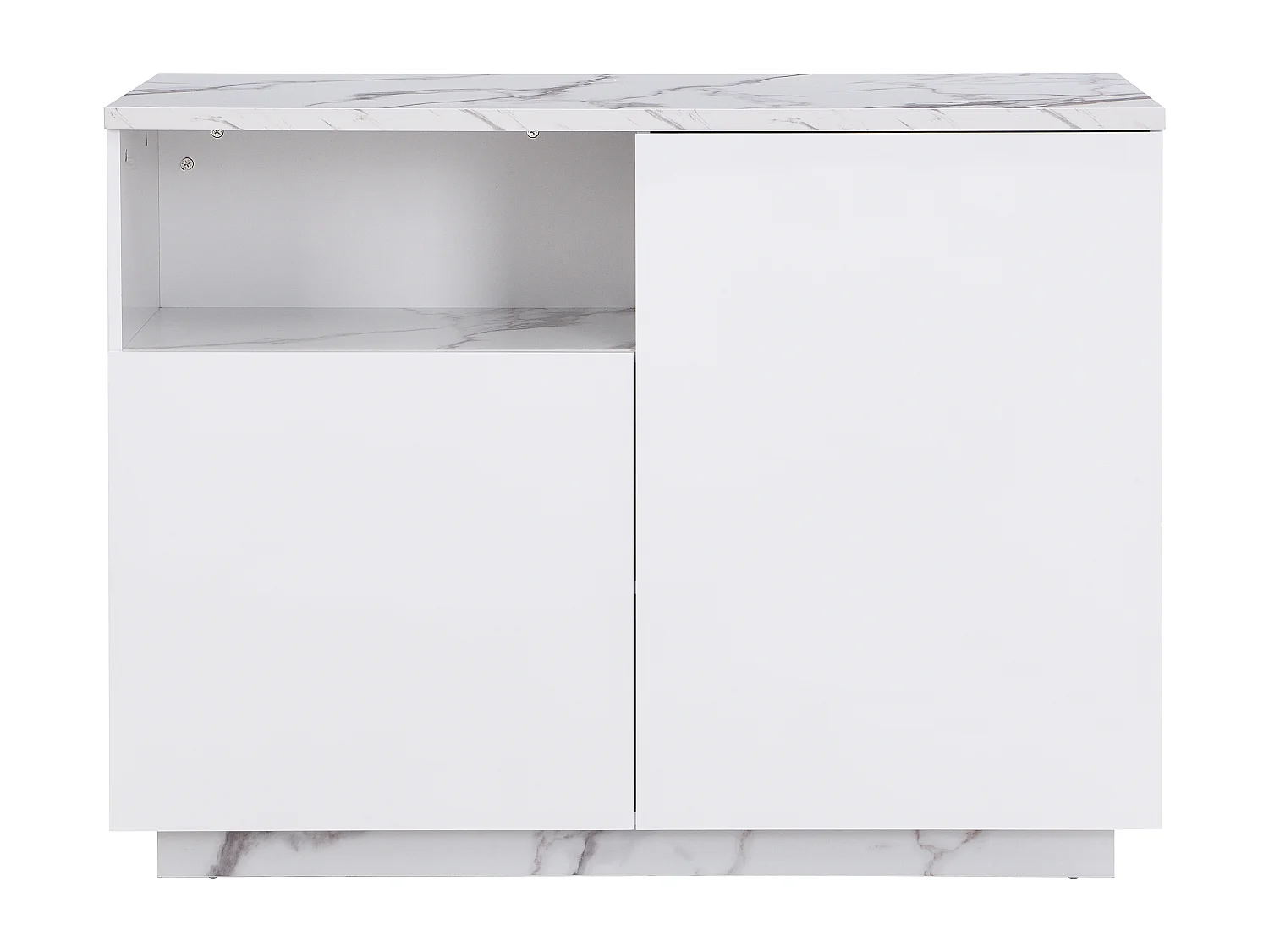 Centraal keukeneiland met 2 deuren en 1 nis van mdf - Marmereffect - CORELINA