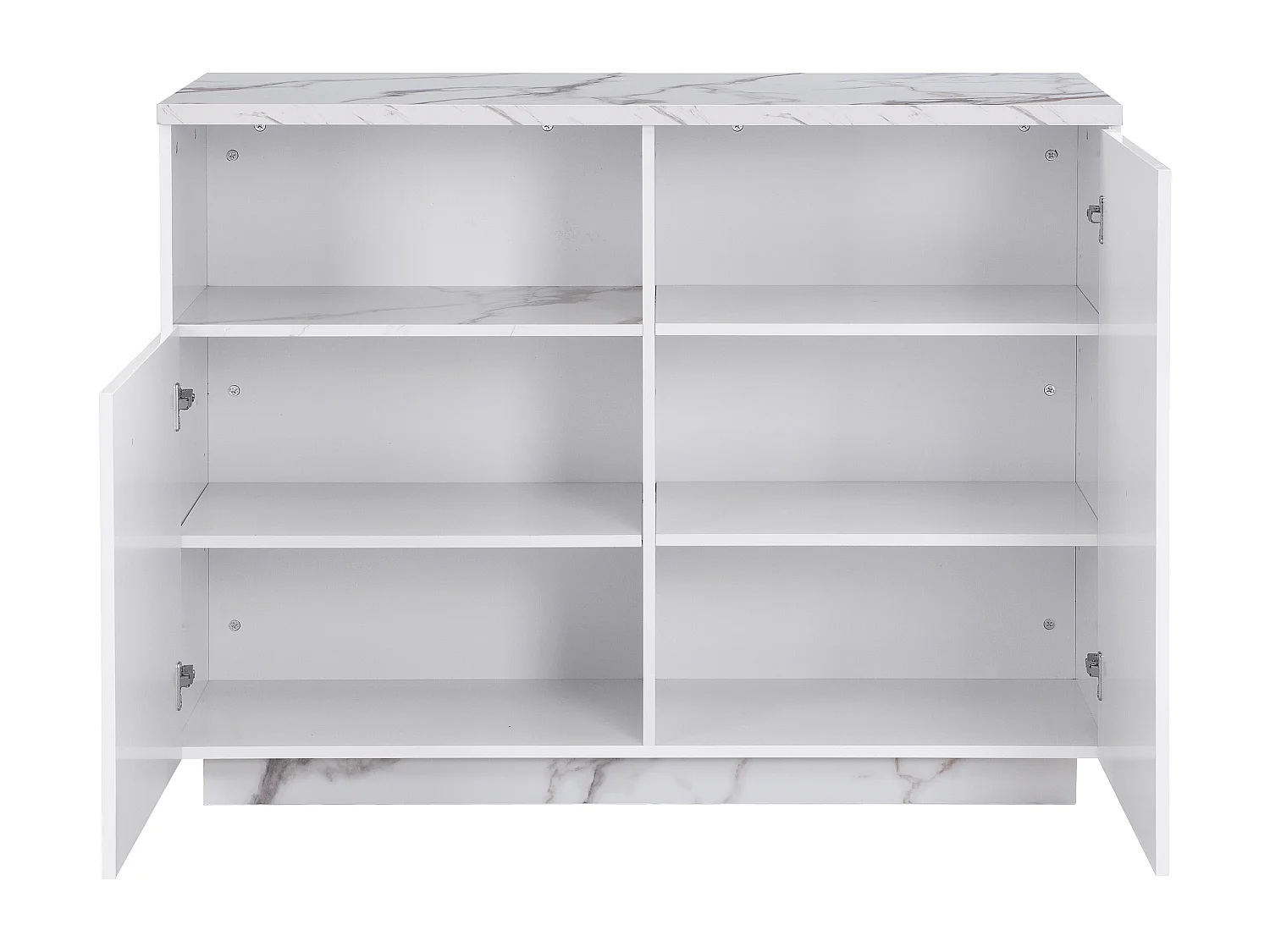 Centraal keukeneiland met 2 deuren en 1 nis van mdf - Marmereffect - CORELINA