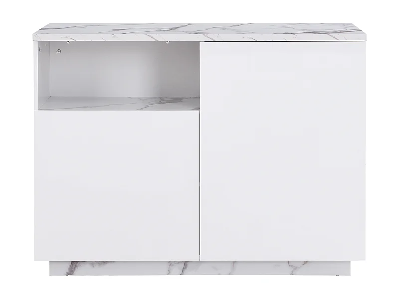 Wyspa kuchenna 2-drzwiowa z 1 wnęką z MDF-u – Imitacja białego marmuru – CORELINA