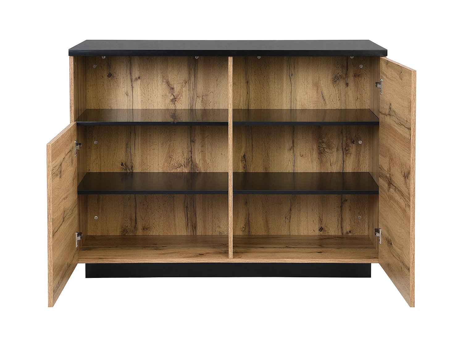 Isla de cocina con 2 puertas y 1 estante de MDF - Natural y negro - CORELINA