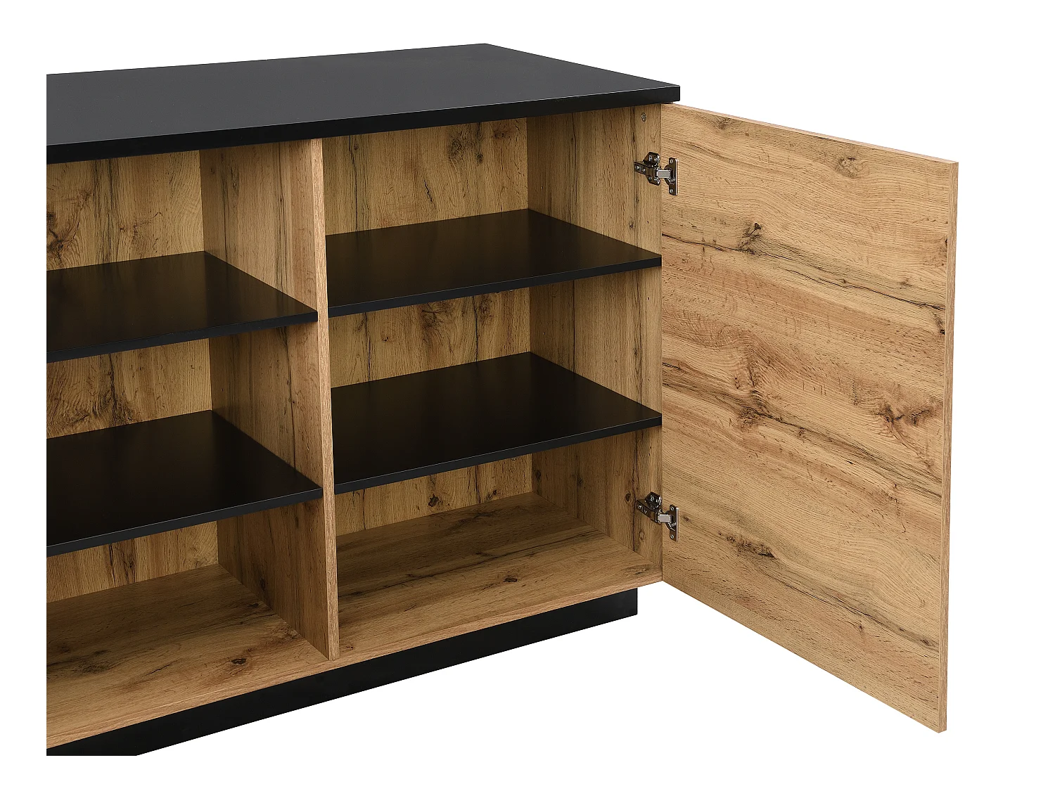 Isla de cocina con 2 puertas y 1 estante de MDF - Natural y negro - CORELINA
