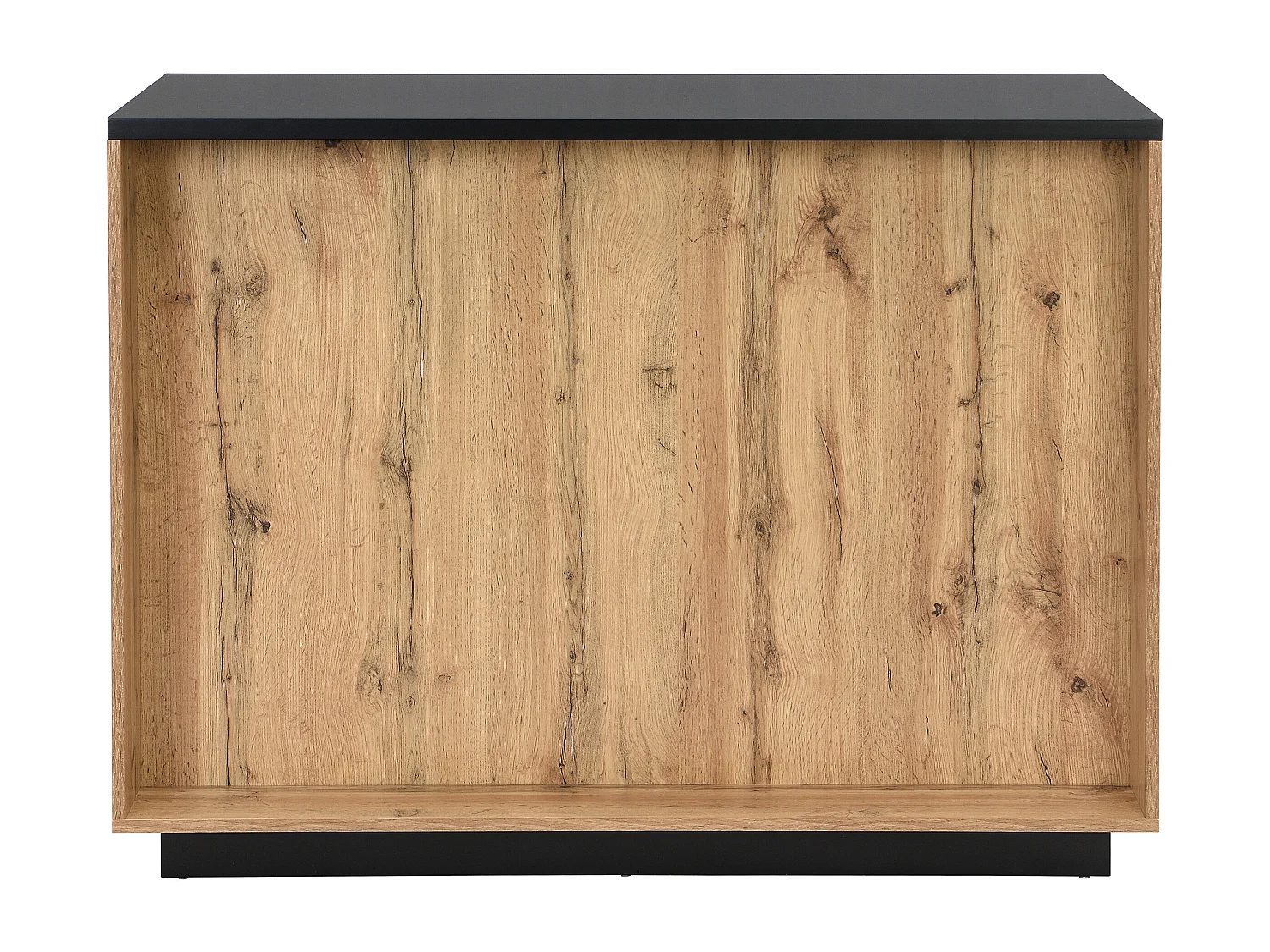 Centraal keukeneiland met 2 deuren en 1 nis van mdf - Naturel en zwart - CORELINA