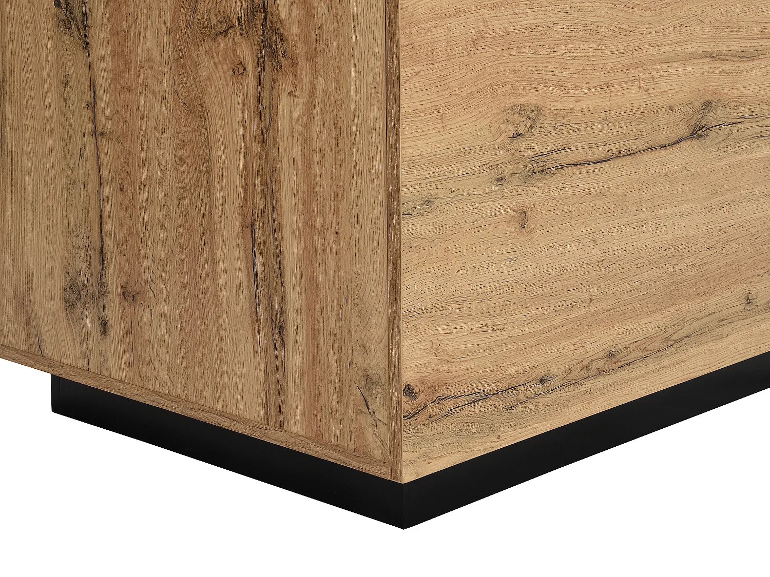 Centraal keukeneiland met 2 deuren en 1 nis van mdf - Naturel en zwart - CORELINA